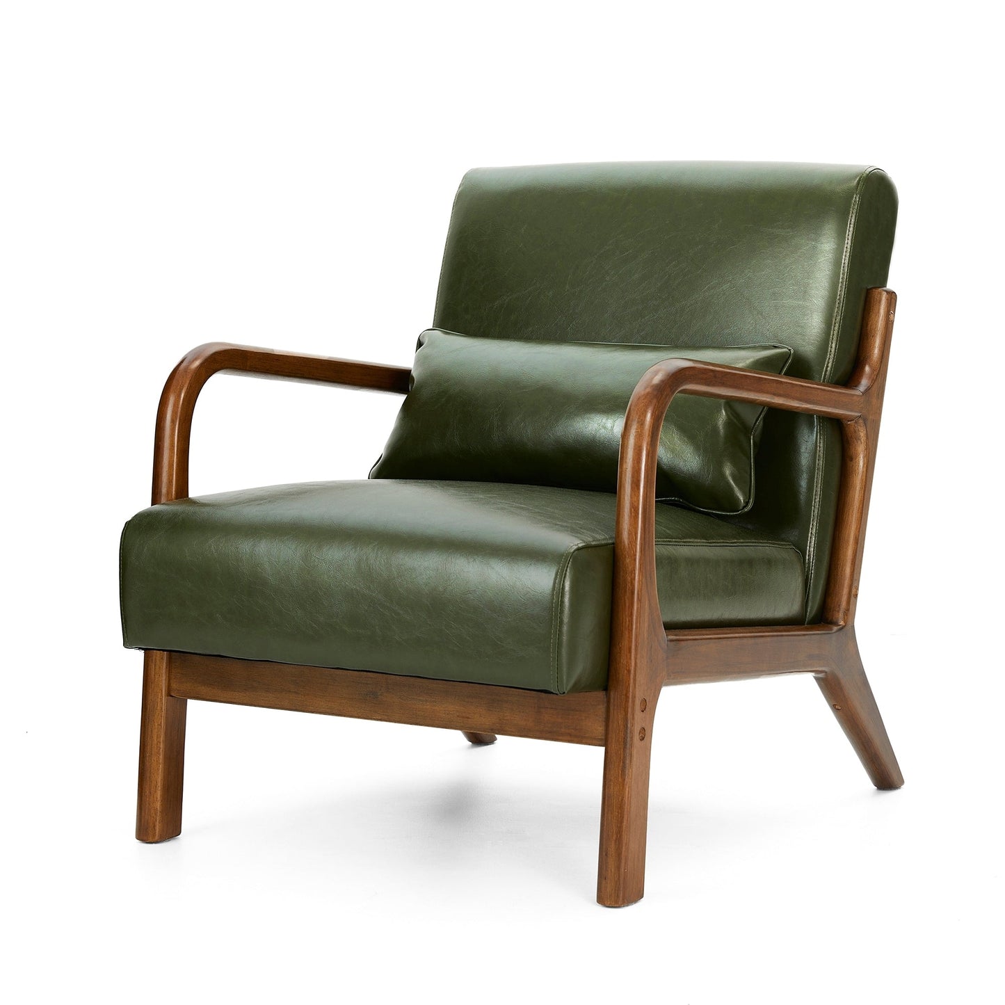 Fauteuil d'appoint Glitzhome en cuir PU, style moderne du milieu du siècle, avec coussin - 65,4 cm (l) x 85,75 cm (p) x 78,1 cm (h)