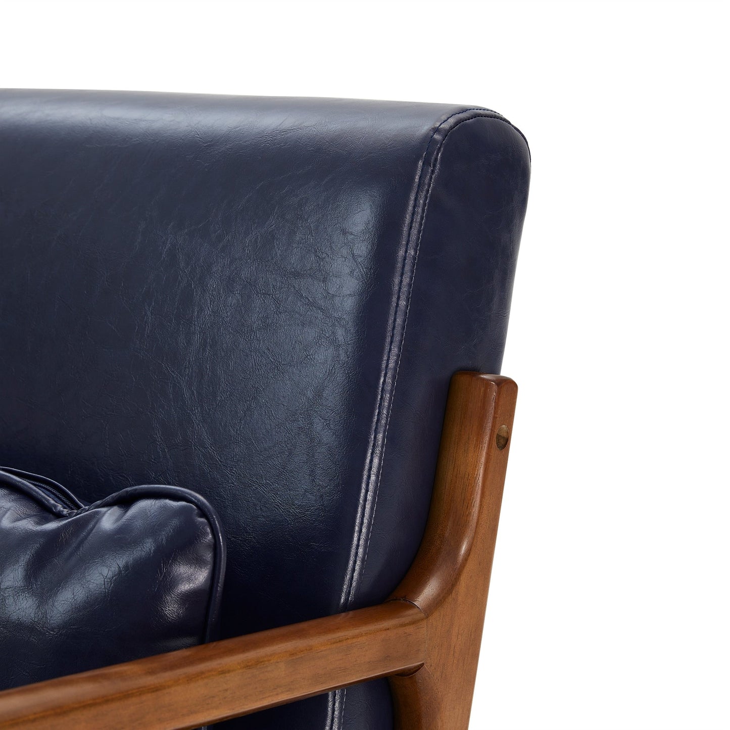 Fauteuil d'appoint Glitzhome en cuir PU, style moderne du milieu du siècle, avec coussin - 65,4 cm (l) x 85,75 cm (p) x 78,1 cm (h)