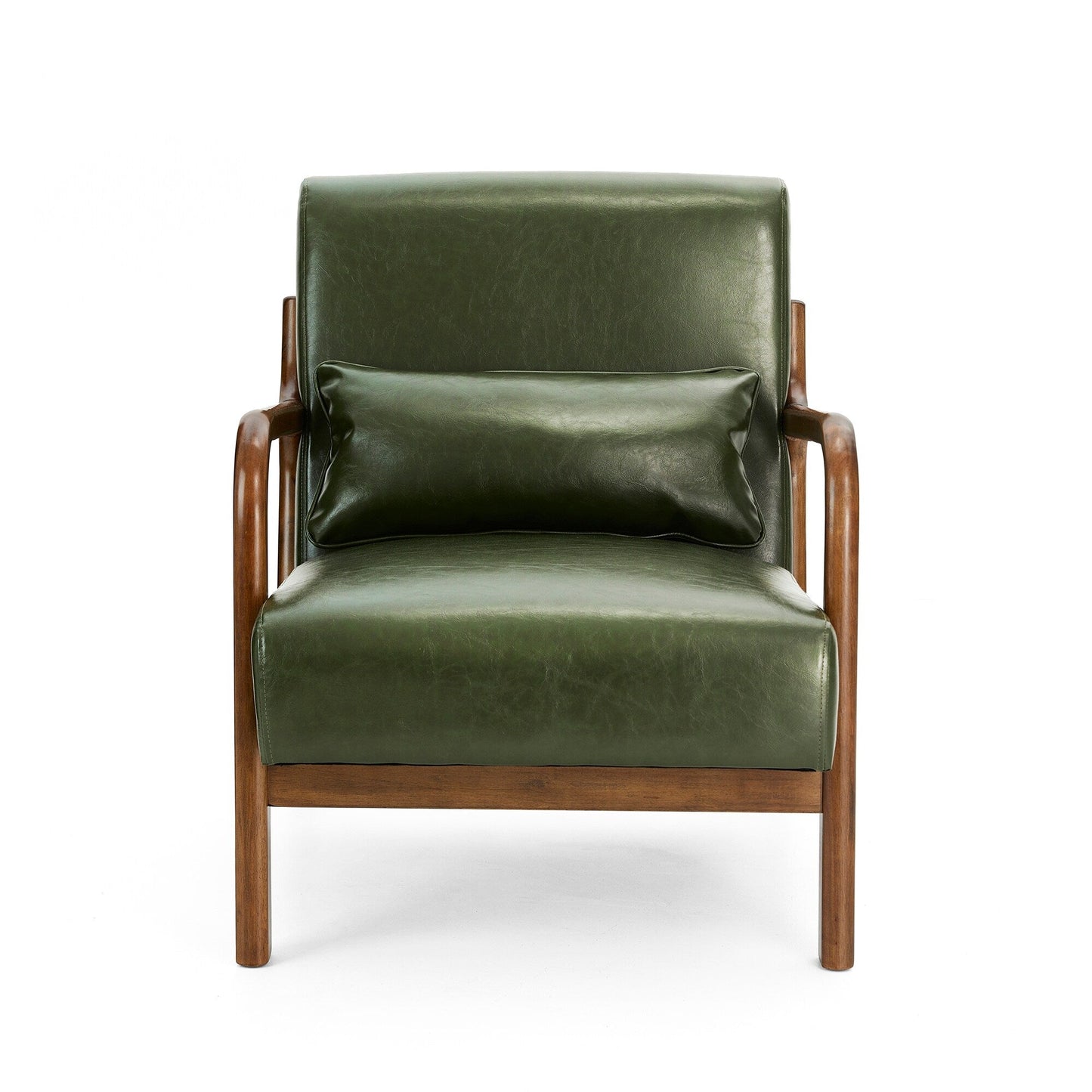 Fauteuil d'appoint Glitzhome en cuir PU, style moderne du milieu du siècle, avec coussin - 65,4 cm (l) x 85,75 cm (p) x 78,1 cm (h)