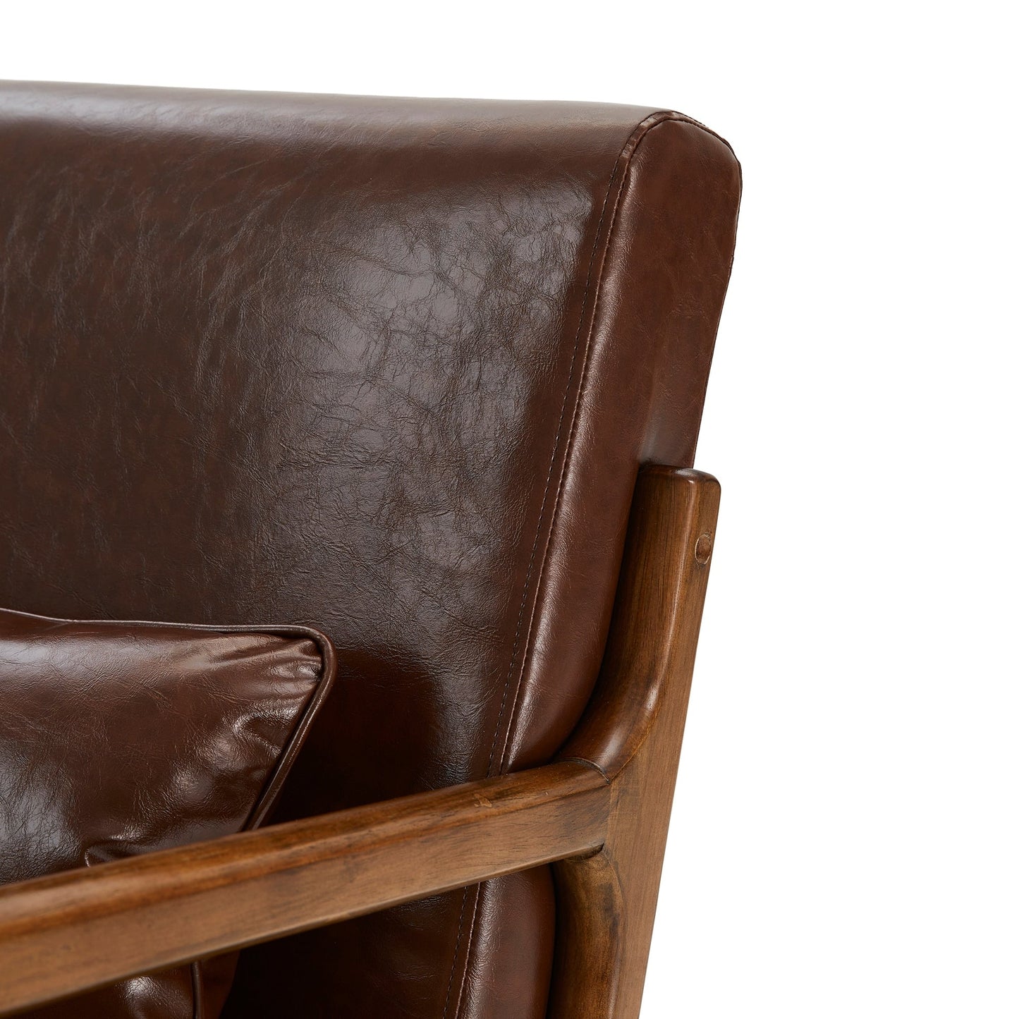 Fauteuil d'appoint Glitzhome en cuir PU, style moderne du milieu du siècle, avec coussin - 65,4 cm (l) x 85,75 cm (p) x 78,1 cm (h)