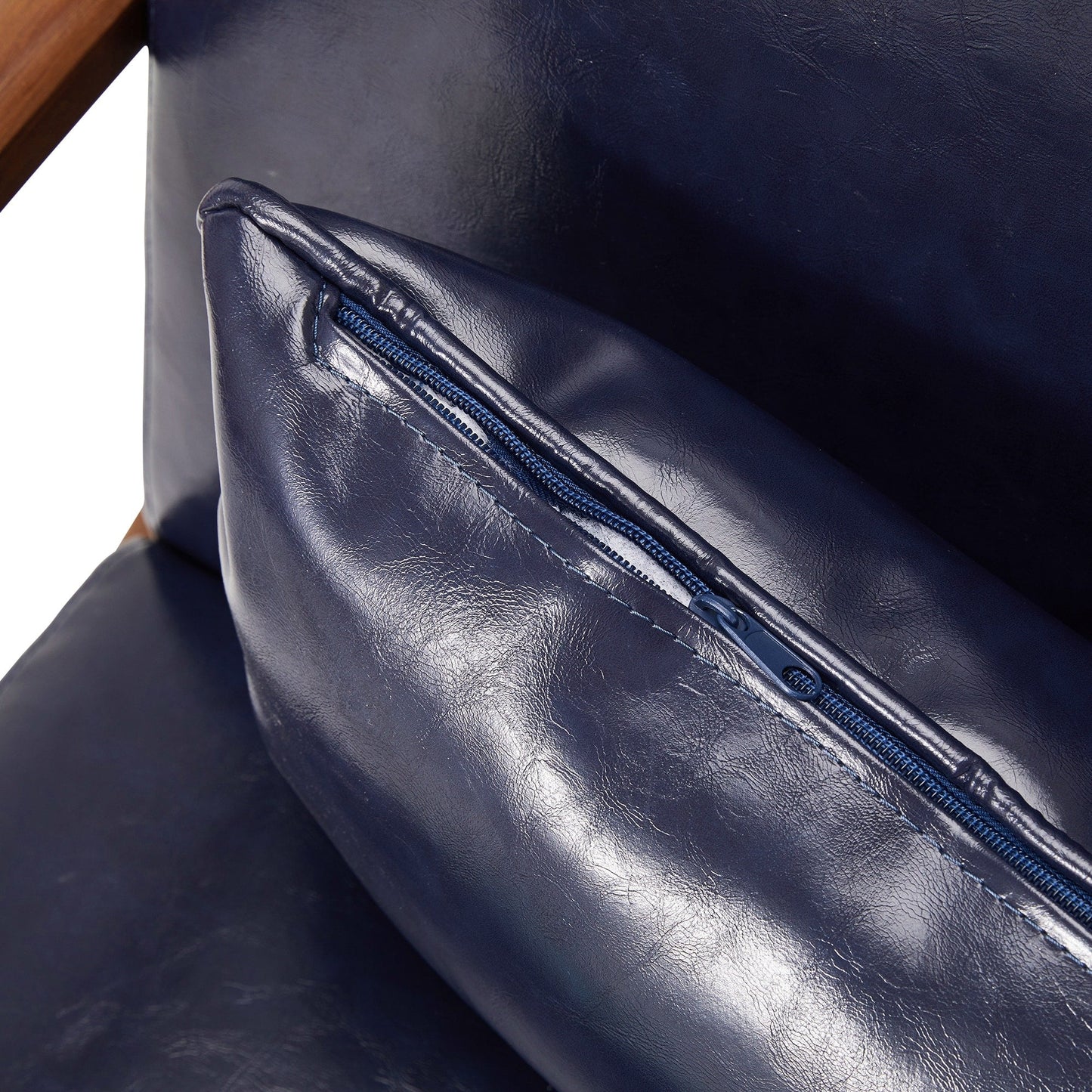 Fauteuil d'appoint Glitzhome en cuir PU, style moderne du milieu du siècle, avec coussin - 65,4 cm (l) x 85,75 cm (p) x 78,1 cm (h)