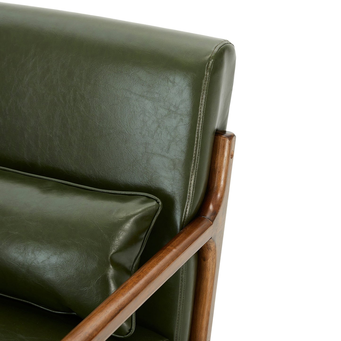 Fauteuil d'appoint Glitzhome en cuir PU, style moderne du milieu du siècle, avec coussin - 65,4 cm (l) x 85,75 cm (p) x 78,1 cm (h)
