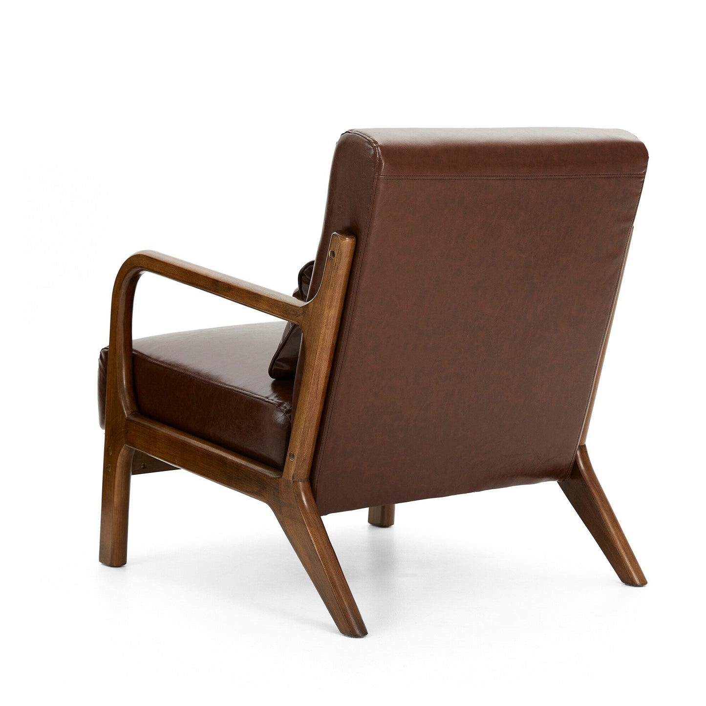Fauteuil d'appoint Glitzhome en cuir PU, style moderne du milieu du siècle, avec coussin - 65,4 cm (l) x 85,75 cm (p) x 78,1 cm (h)