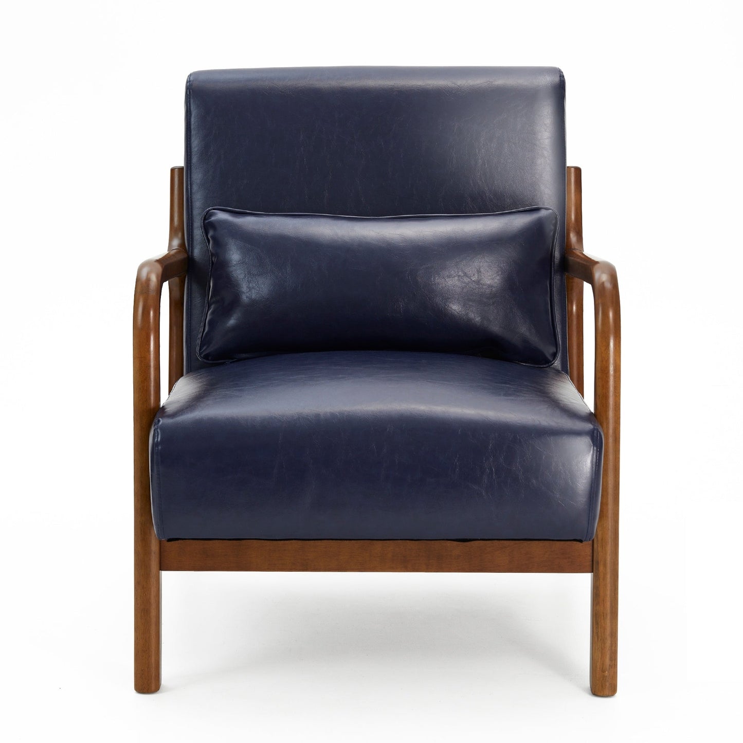 Fauteuil d'appoint Glitzhome en cuir PU, style moderne du milieu du siècle, avec coussin - 65,4 cm (l) x 85,75 cm (p) x 78,1 cm (h)