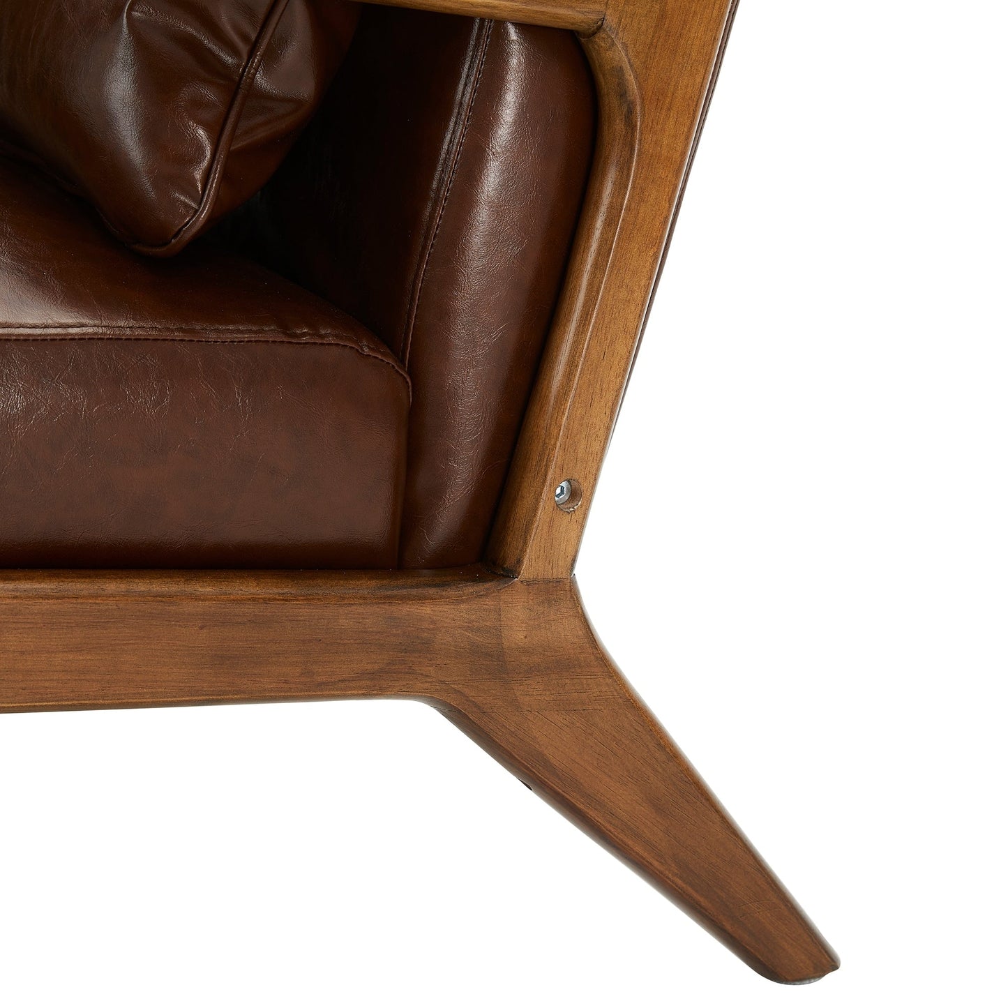 Fauteuil d'appoint Glitzhome en cuir PU, style moderne du milieu du siècle, avec coussin - 65,4 cm (l) x 85,75 cm (p) x 78,1 cm (h)