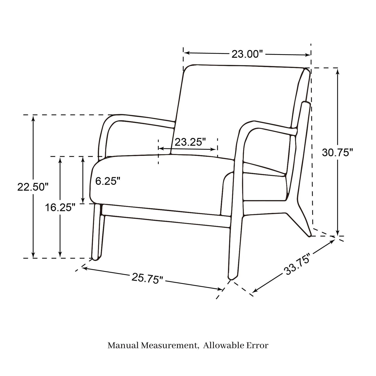 Fauteuil d'appoint Glitzhome en cuir PU, style moderne du milieu du siècle, avec coussin - 65,4 cm (l) x 85,75 cm (p) x 78,1 cm (h)