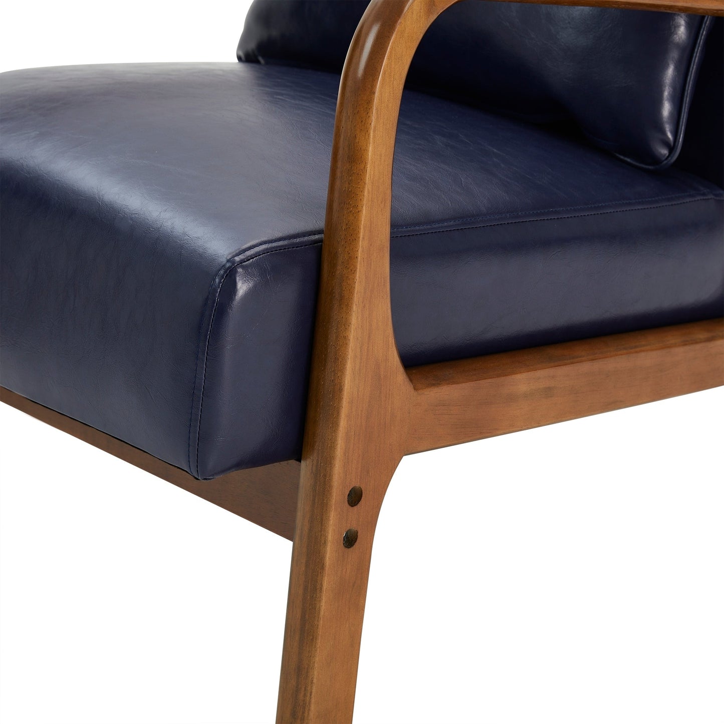 Fauteuil d'appoint Glitzhome en cuir PU, style moderne du milieu du siècle, avec coussin - 65,4 cm (l) x 85,75 cm (p) x 78,1 cm (h)