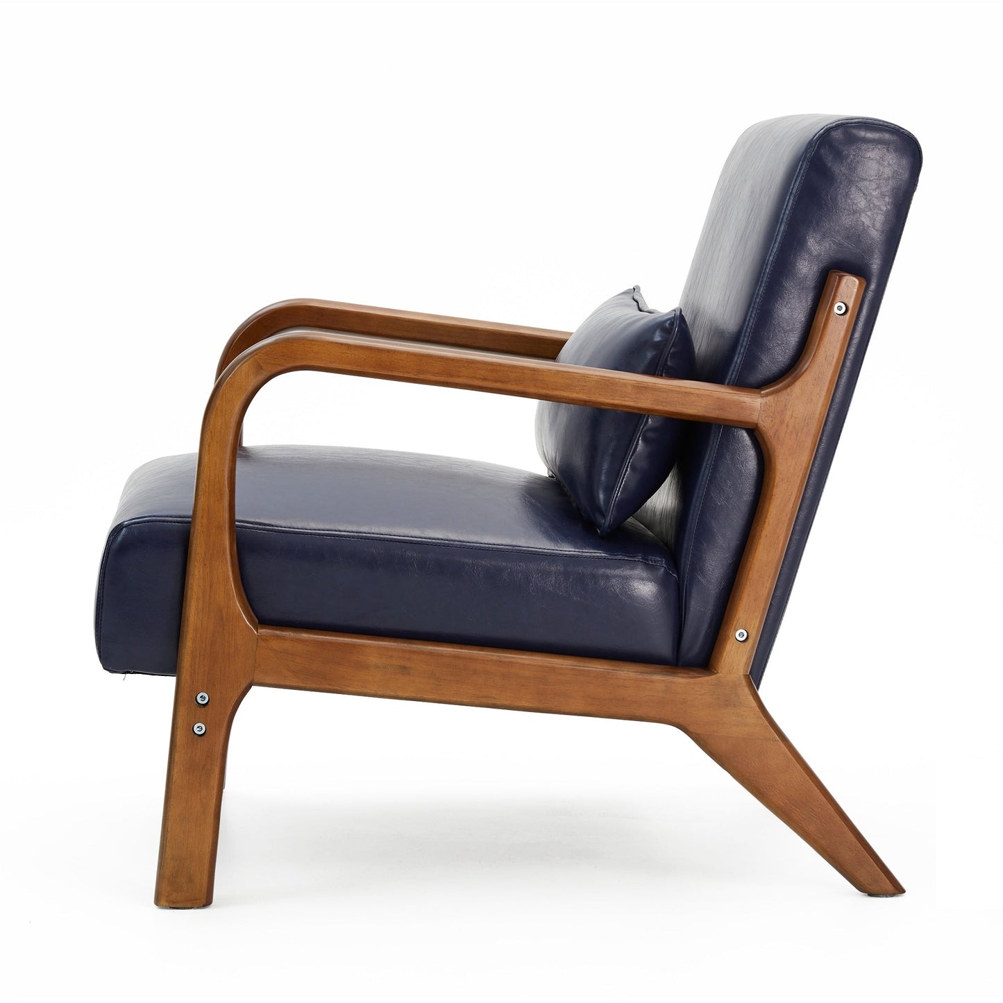 Fauteuil d'appoint Glitzhome en cuir PU, style moderne du milieu du siècle, avec coussin - 65,4 cm (l) x 85,75 cm (p) x 78,1 cm (h)
