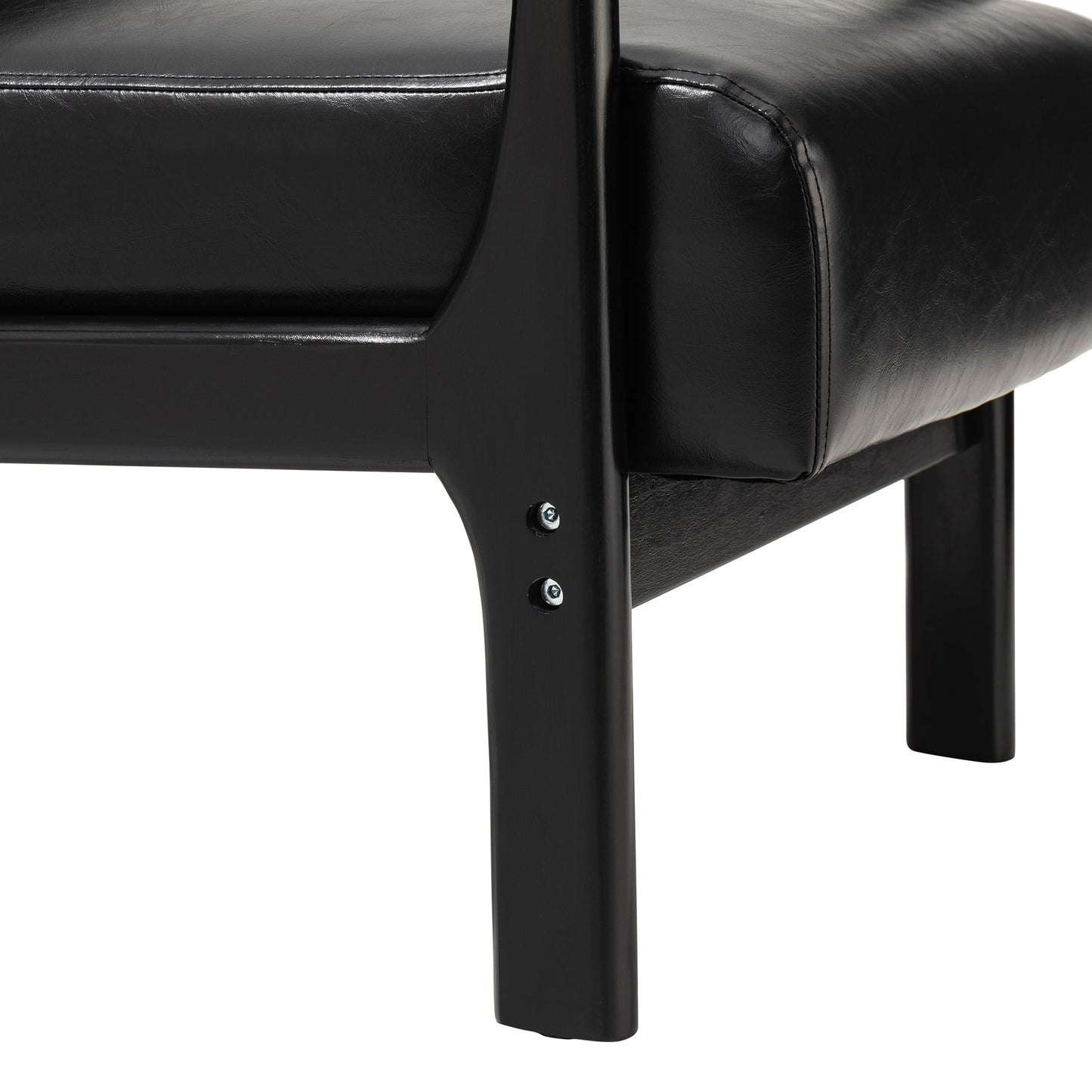 Fauteuil d'appoint Glitzhome en cuir PU, style moderne du milieu du siècle, avec coussin - 65,4 cm (l) x 85,75 cm (p) x 78,1 cm (h)