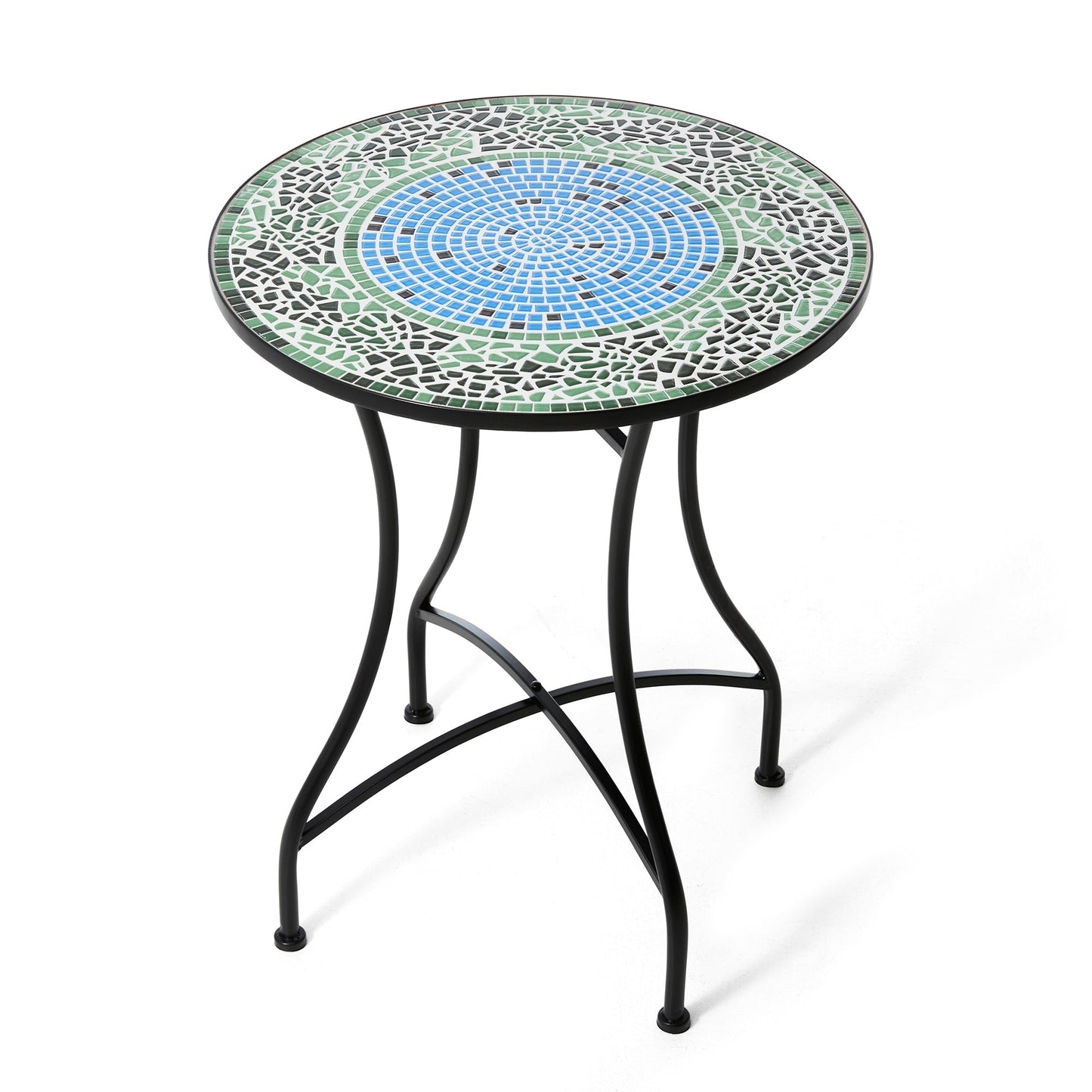 Glitzhome Ensemble de Bistro Pliable en Métal pour Extérieur 3 Pièces, Table et Chaises de Patio