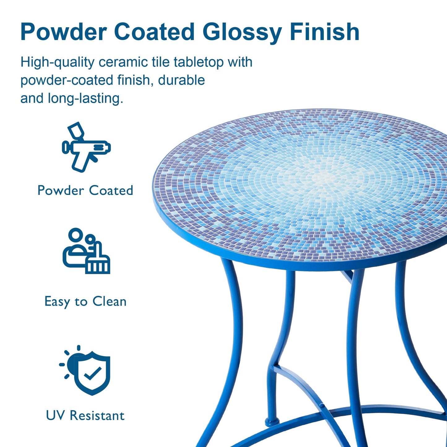 Glitzhome Ensemble de Bistro Pliable en Métal pour Extérieur 3 Pièces, Table et Chaises de Patio