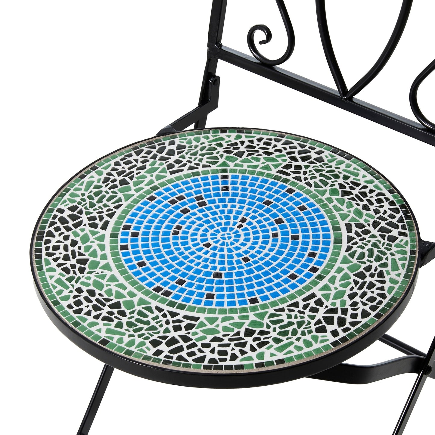Glitzhome Ensemble de Bistro Pliable en Métal pour Extérieur 3 Pièces, Table et Chaises de Patio