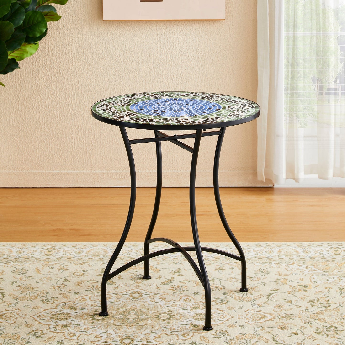 Glitzhome Ensemble de Bistro Pliable en Métal pour Extérieur 3 Pièces, Table et Chaises de Patio