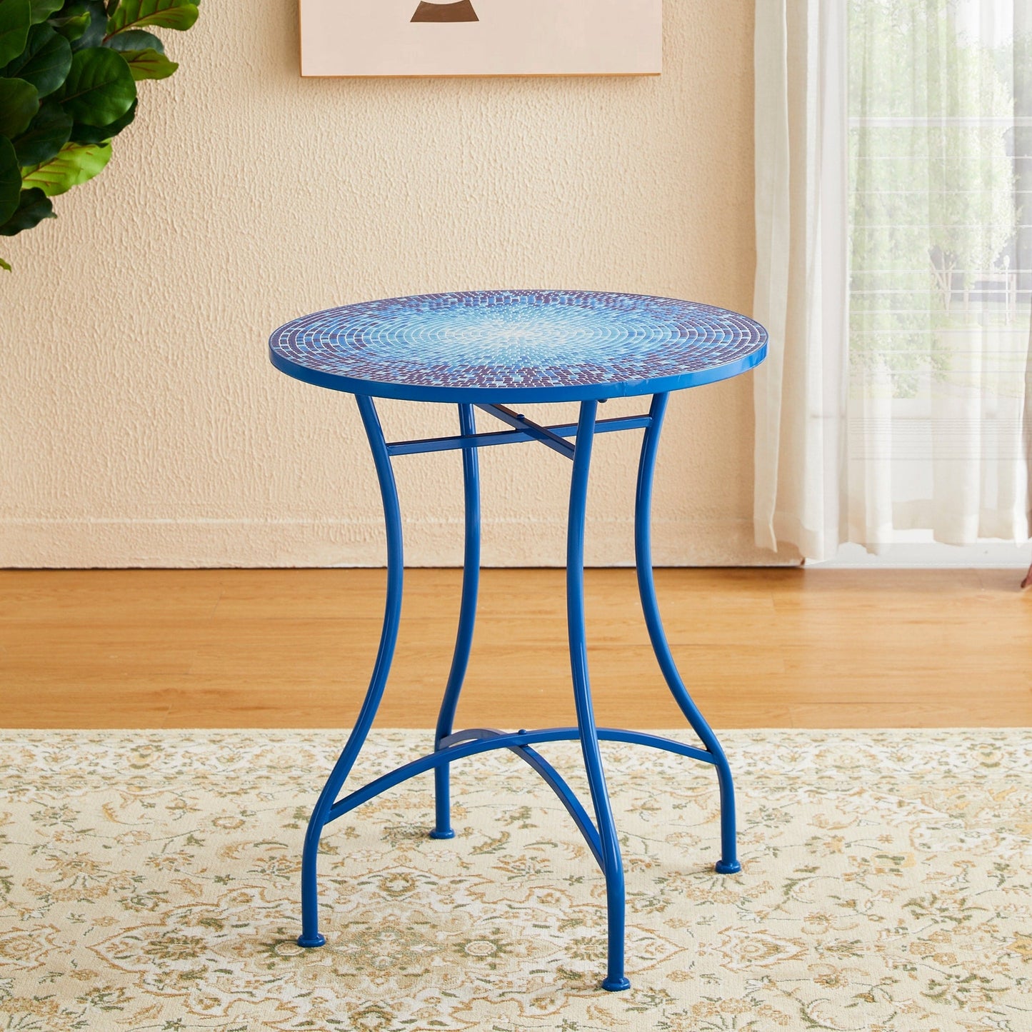 Glitzhome Ensemble de Bistro Pliable en Métal pour Extérieur 3 Pièces, Table et Chaises de Patio
