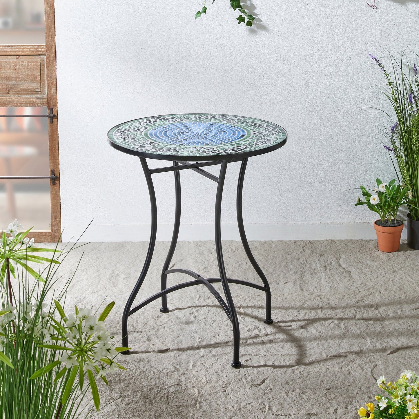 Glitzhome Ensemble de Bistro Pliable en Métal pour Extérieur 3 Pièces, Table et Chaises de Patio