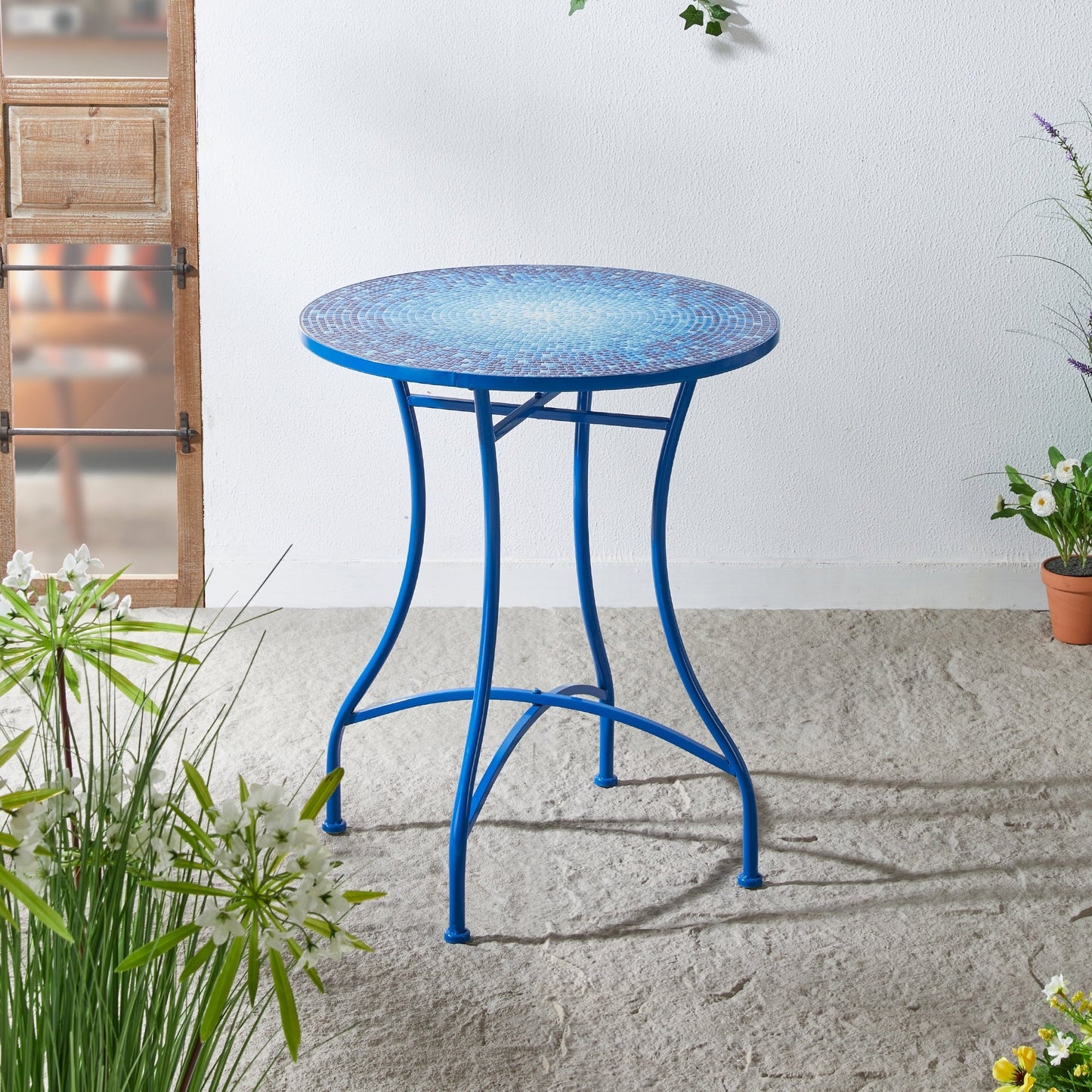 Glitzhome Ensemble de Bistro Pliable en Métal pour Extérieur 3 Pièces, Table et Chaises de Patio