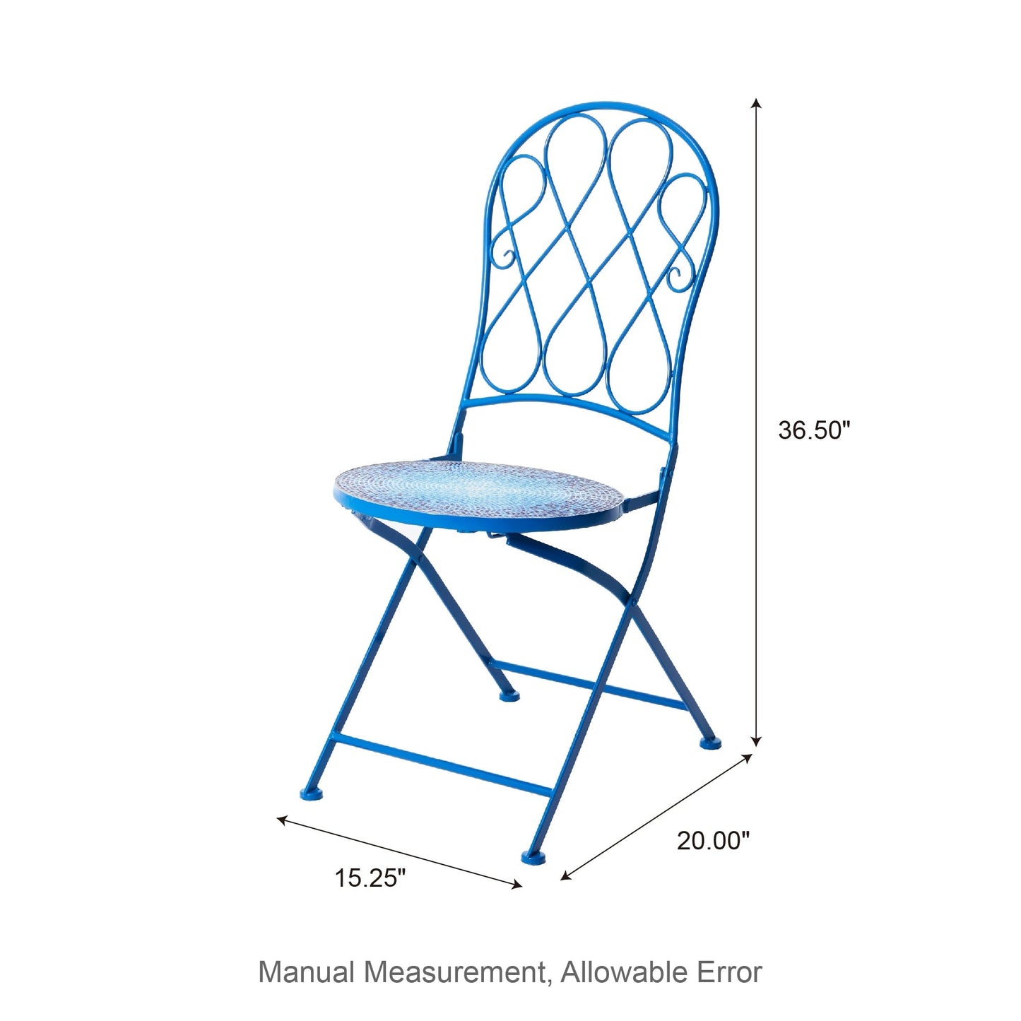 Glitzhome Ensemble de Bistro Pliable en Métal pour Extérieur 3 Pièces, Table et Chaises de Patio