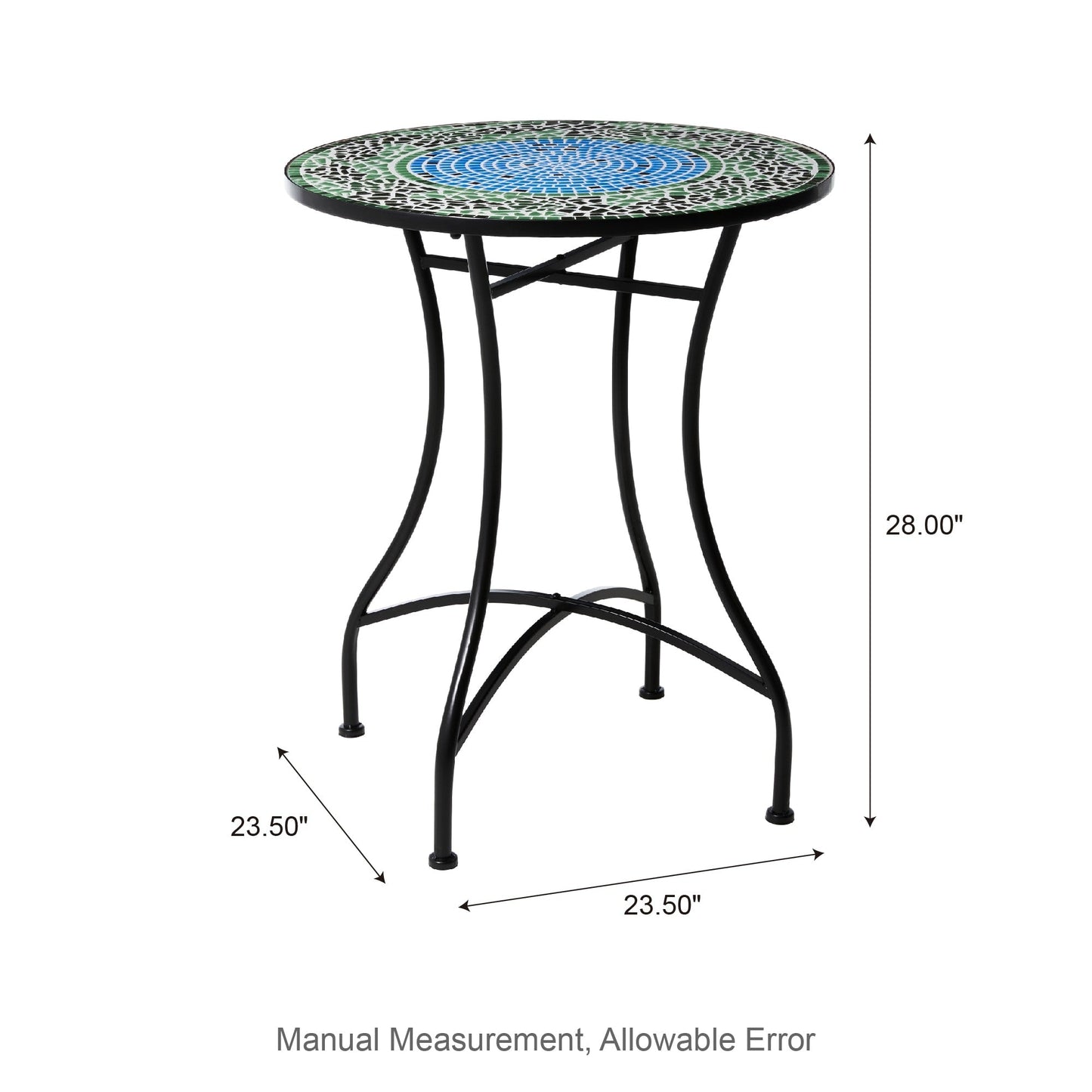 Glitzhome Ensemble de Bistro Pliable en Métal pour Extérieur 3 Pièces, Table et Chaises de Patio