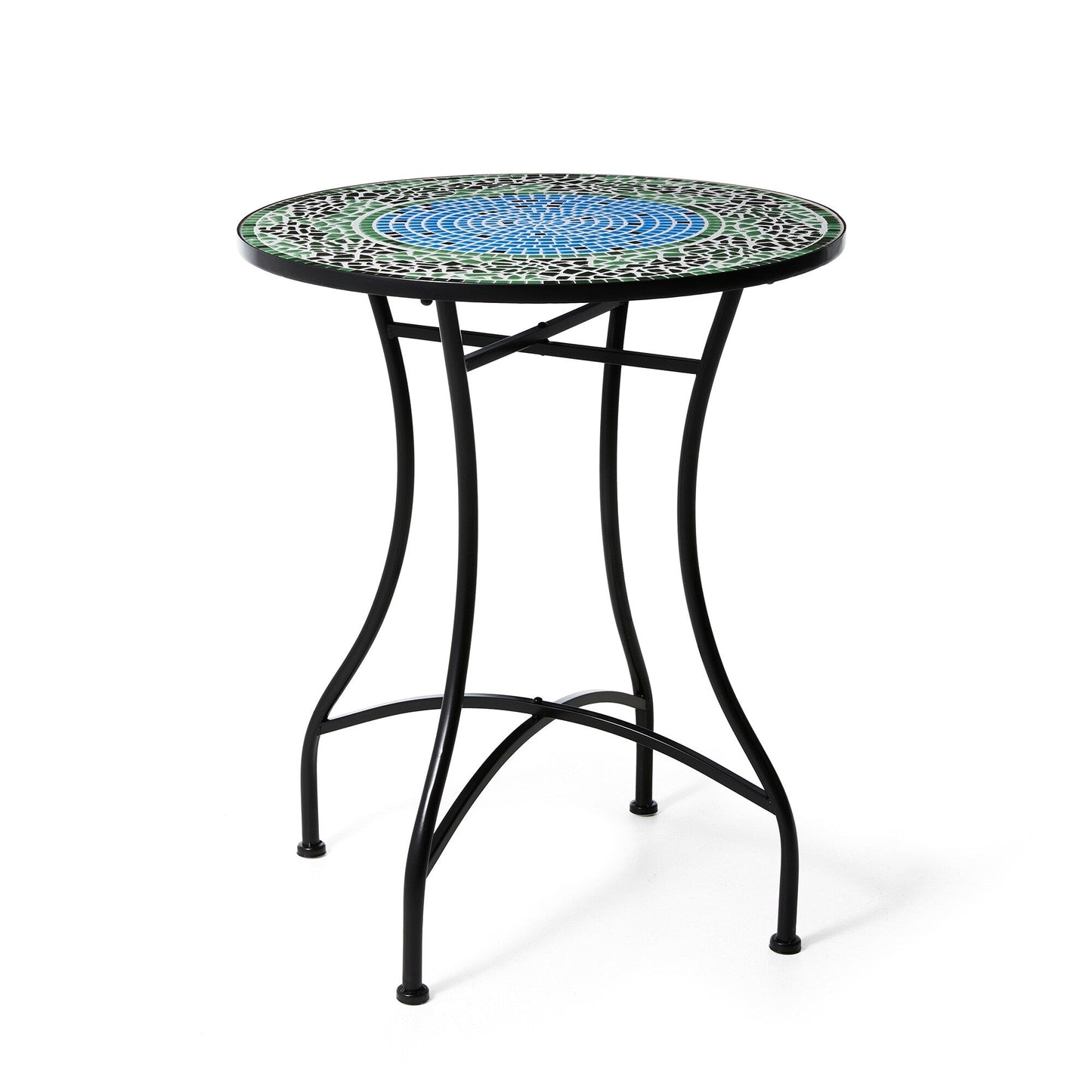 Glitzhome Ensemble de Bistro Pliable en Métal pour Extérieur 3 Pièces, Table et Chaises de Patio