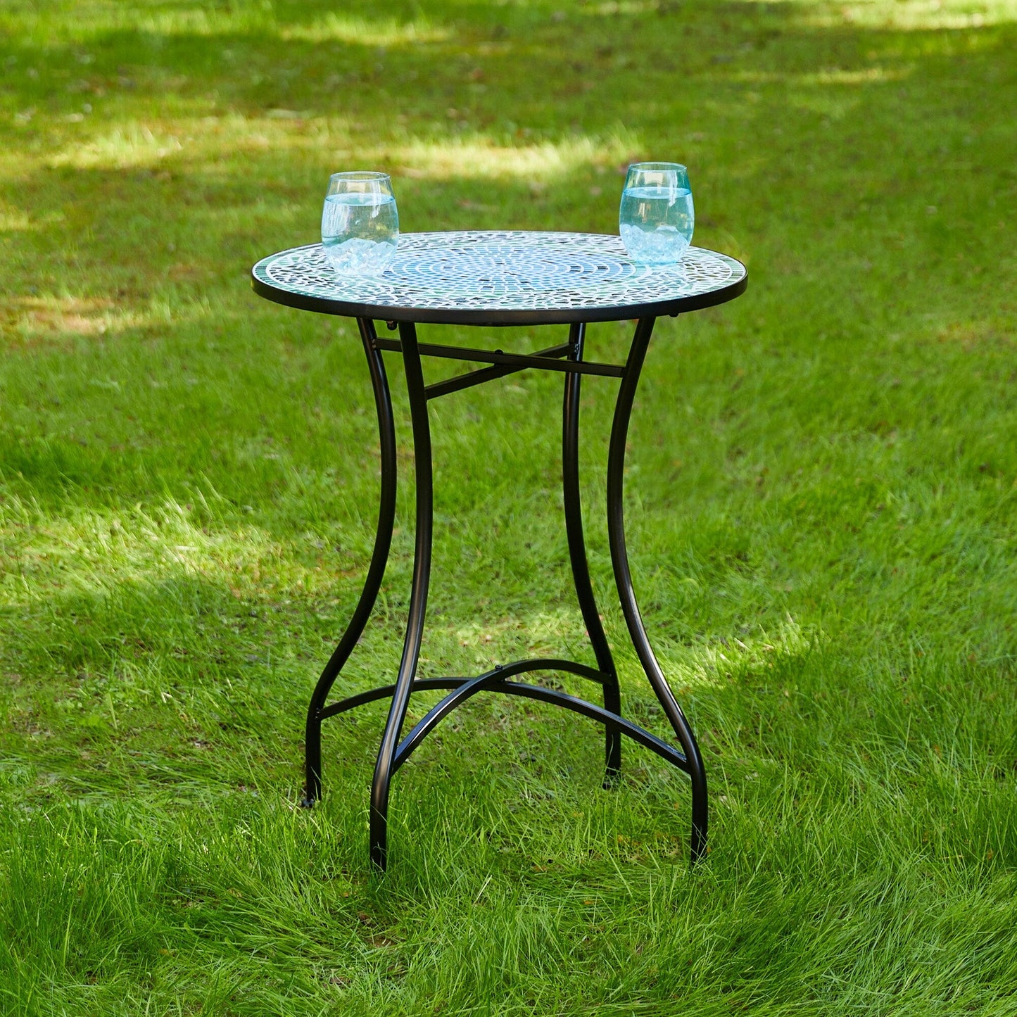Glitzhome Ensemble de Bistro Pliable en Métal pour Extérieur 3 Pièces, Table et Chaises de Patio
