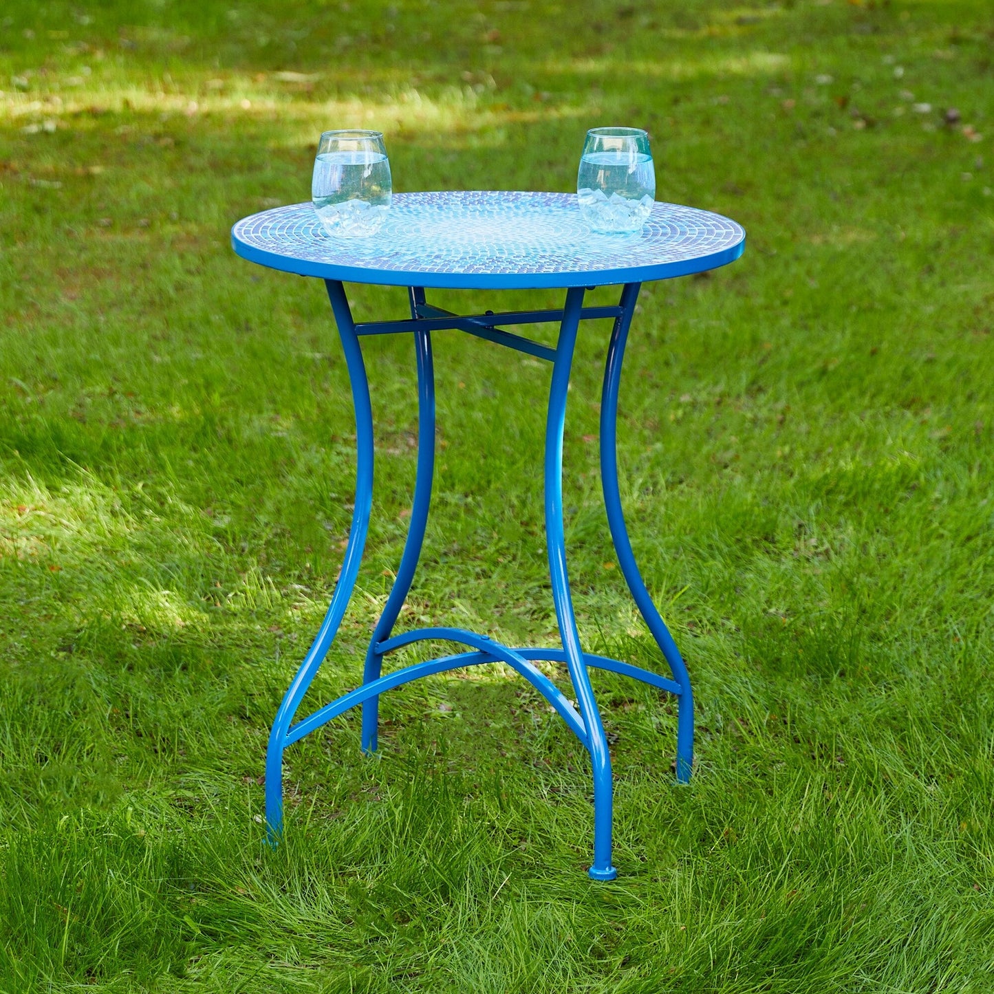 Glitzhome Ensemble de Bistro Pliable en Métal pour Extérieur 3 Pièces, Table et Chaises de Patio