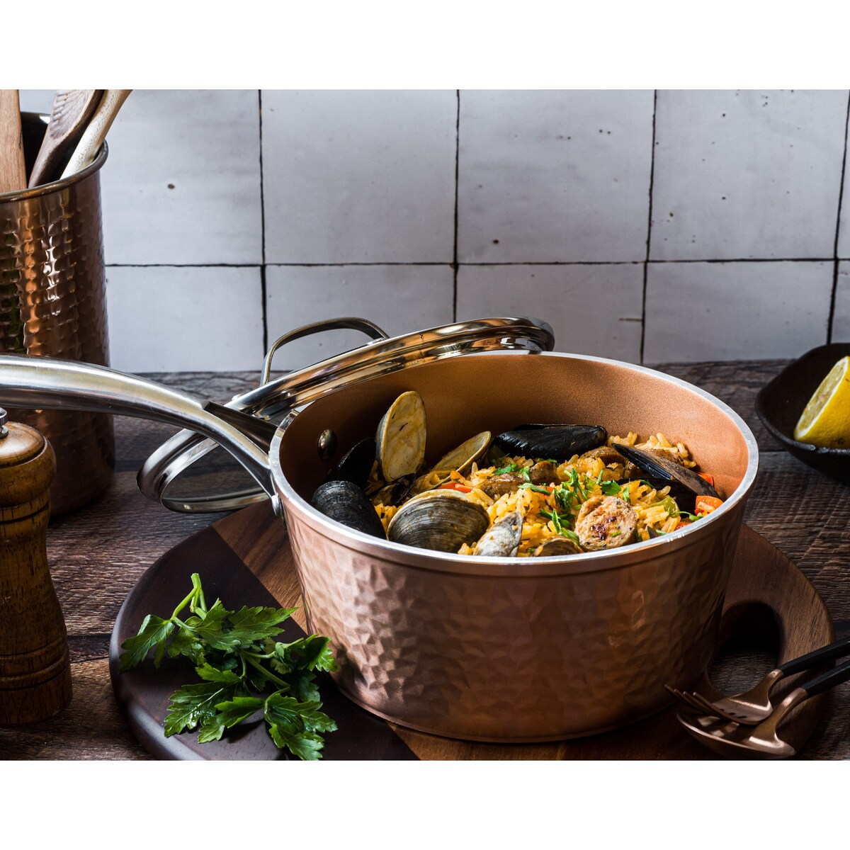 Ensemble de cuisine antiadhésif Gotham Steel Hammered 20 pièces