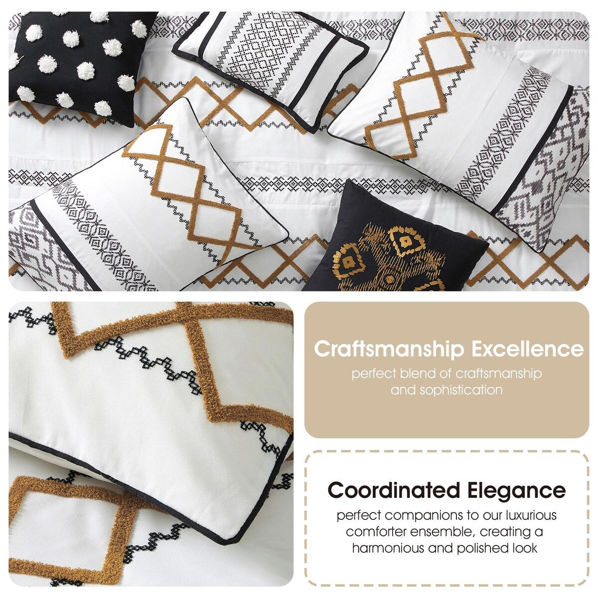 Ensemble de couette Nanshing Trina 15 pièces brodé bohème