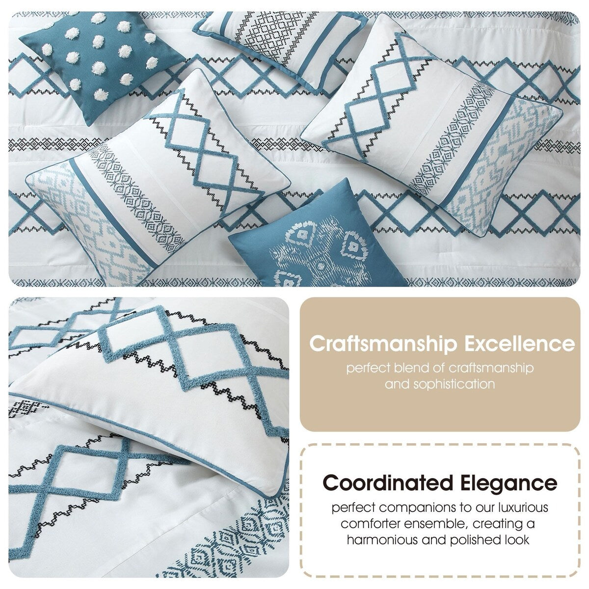 Ensemble de couette Nanshing Trina 15 pièces brodé bohème