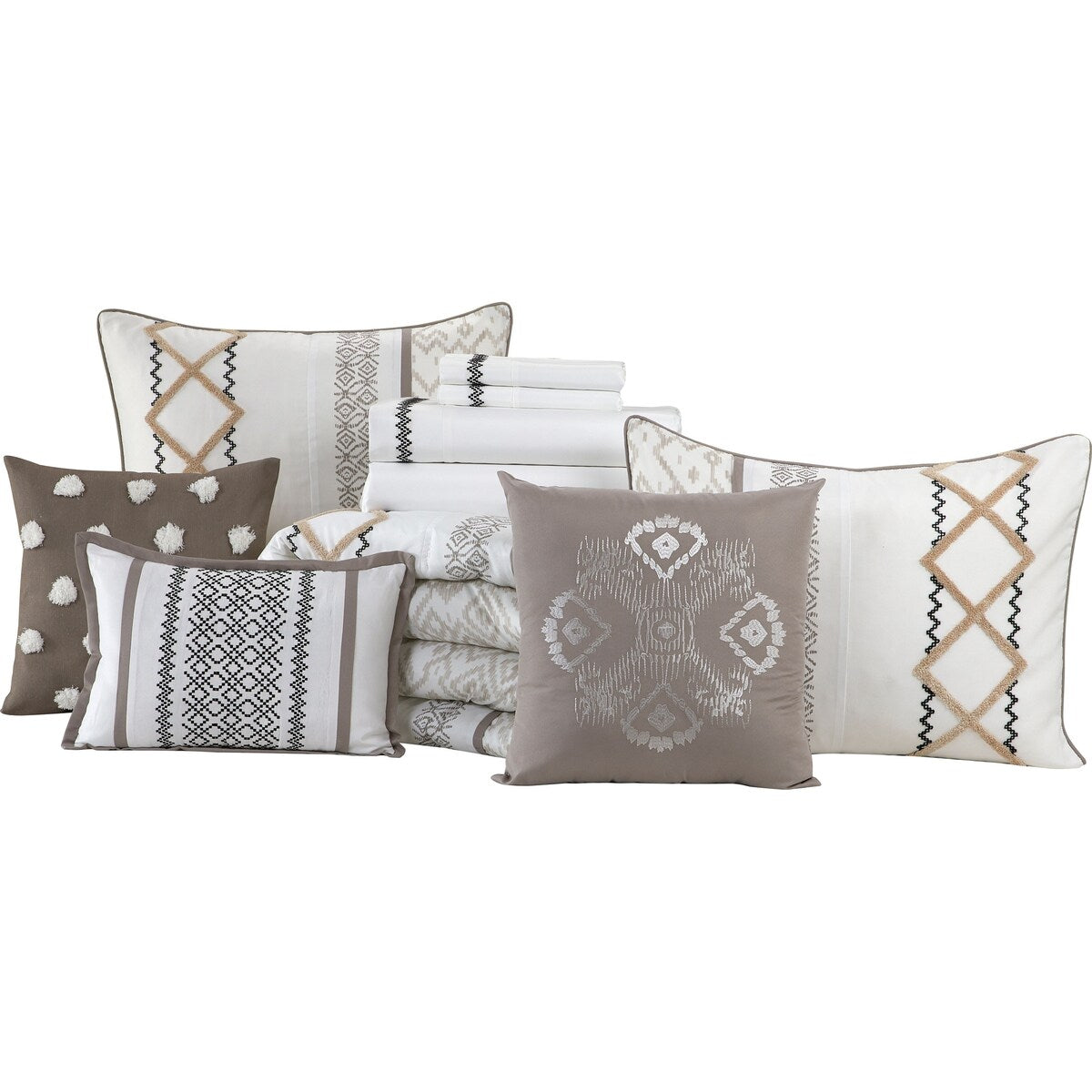 Ensemble de couette Nanshing Trina 15 pièces brodé bohème