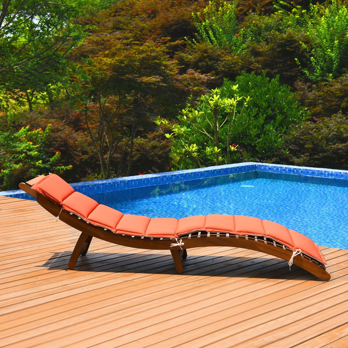Gymax 2PCS Outdoor Folding Chaise Eucalyptus Lounge Chair w/ - See Details