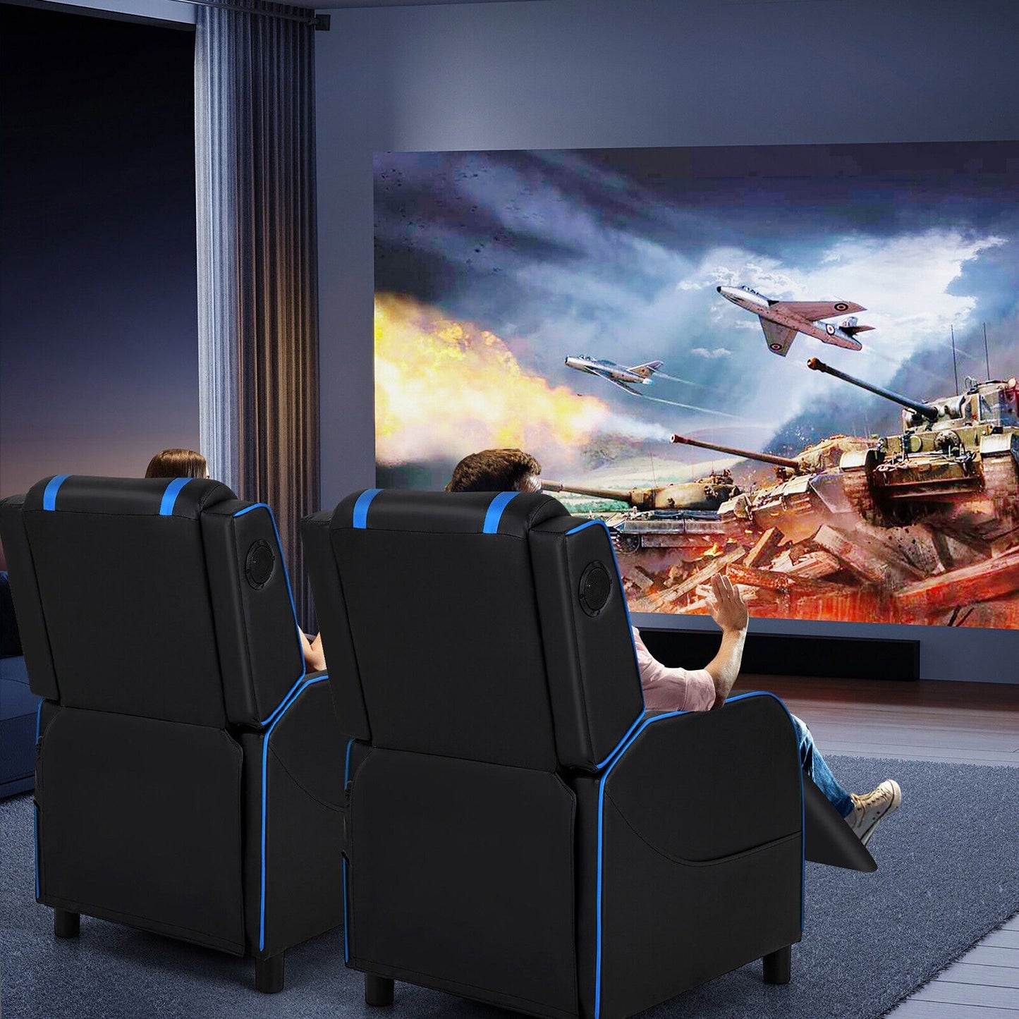 Fauteuil inclinable de jeu Gymax avec fonction de massage, en cuir PU, pour une personne.