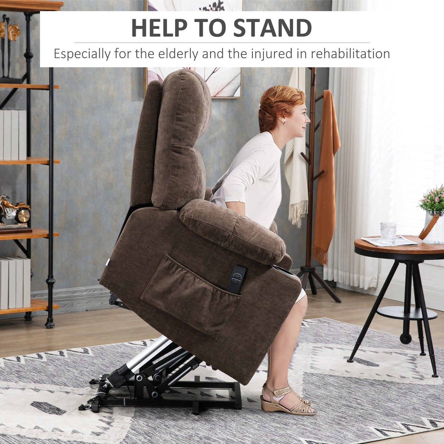 HOMCOM Fauteuil releveur électrique pour personnes âgées, fauteuil inclinable surdimensionné pour salon avec télécommande