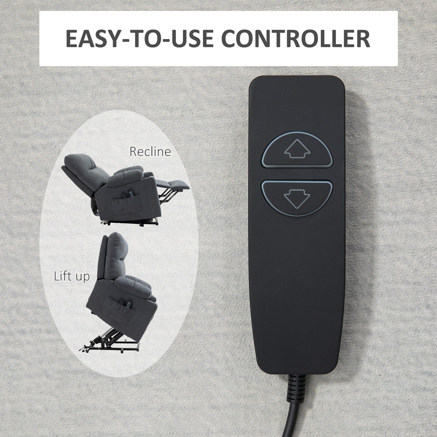 HOMCOM Fauteuil releveur électrique pour personnes âgées, fauteuil inclinable surdimensionné pour salon avec télécommande
