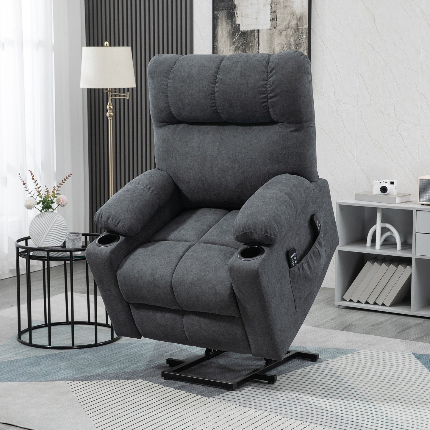 HOMCOM Fauteuil releveur électrique pour personnes âgées, fauteuil inclinable surdimensionné pour salon avec télécommande