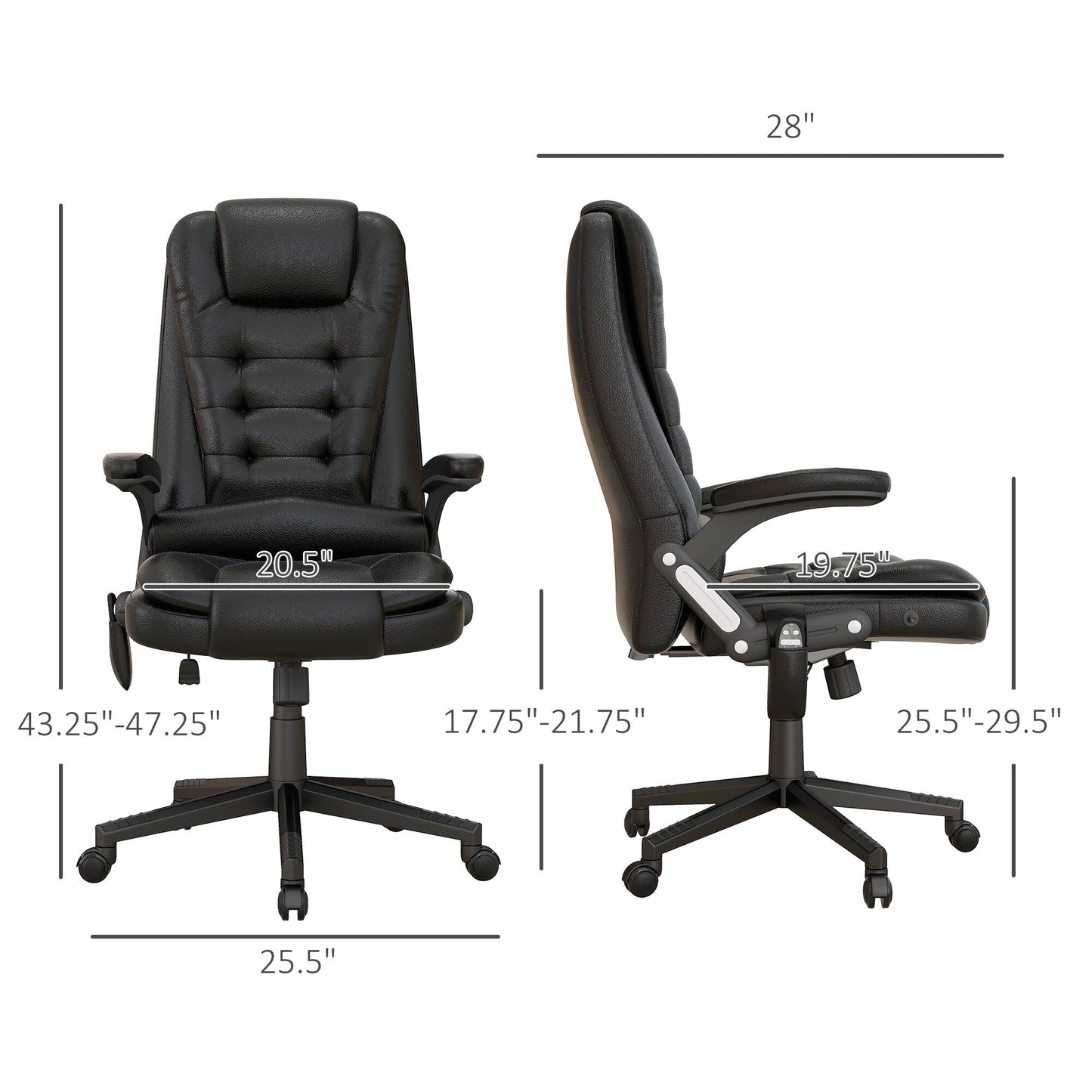 HOMCOM Chaise de bureau de massage à vibration avec dossier haut et 6 points de vibration, beige