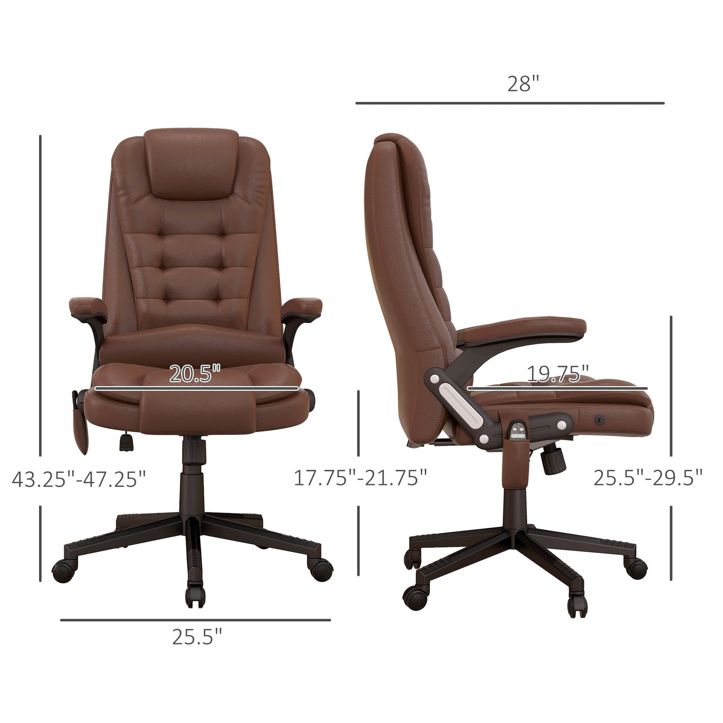 HOMCOM Chaise de bureau de massage à vibration avec dossier haut et 6 points de vibration, beige