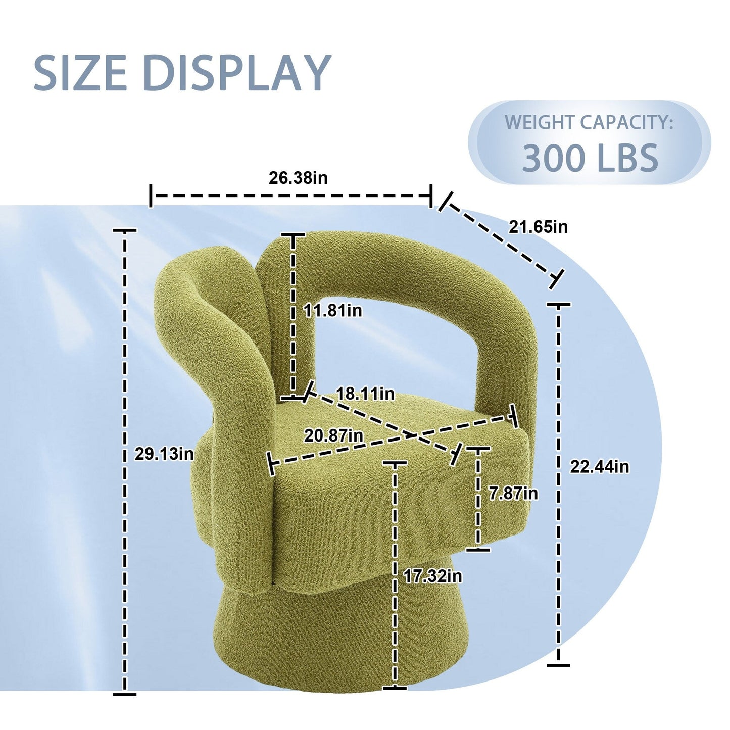 HOMEFUN Fauteuils d'appoint pivotants à 360 degrés, rembourrés en boucle, en forme de fève