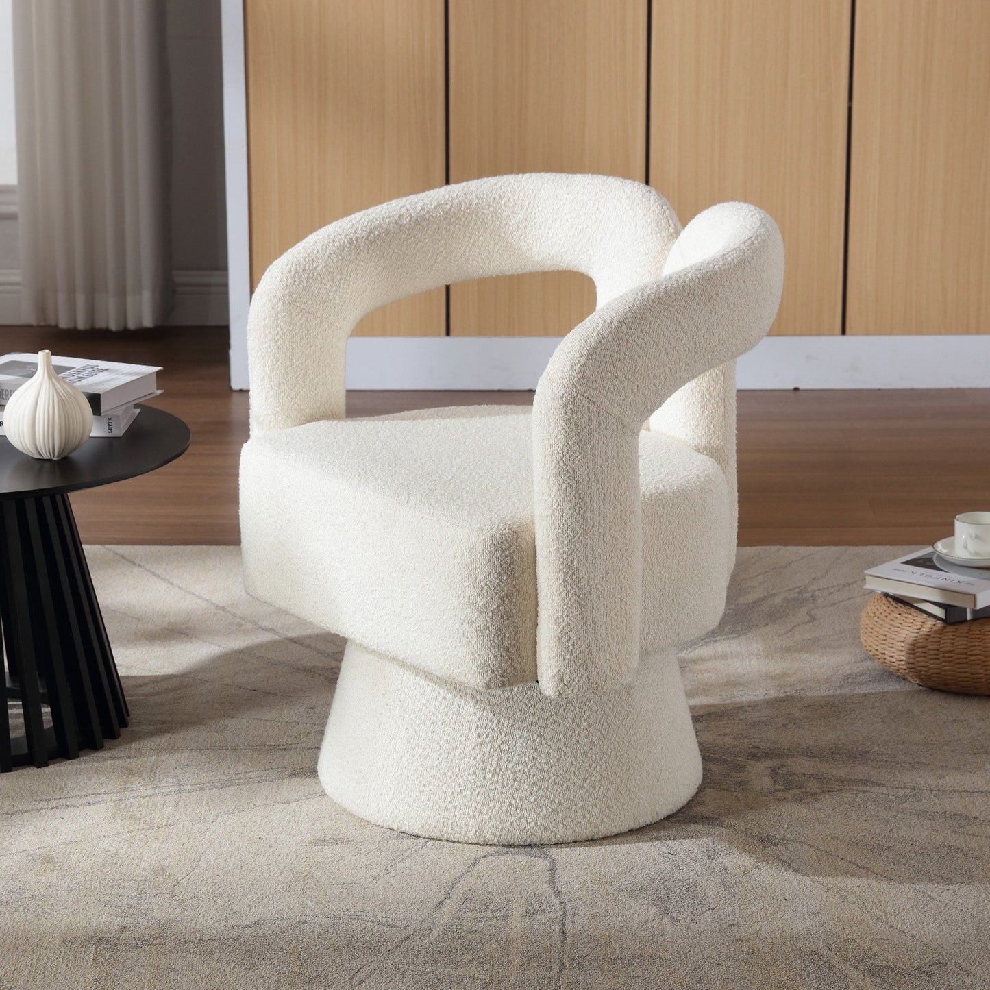 HOMEFUN Fauteuils d'appoint pivotants à 360 degrés, rembourrés en boucle, en forme de fève