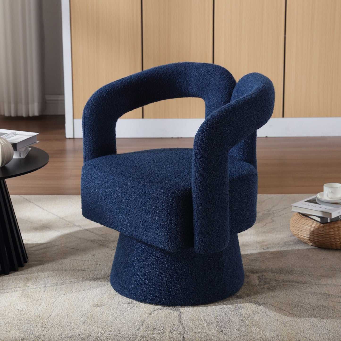 HOMEFUN Fauteuils d'appoint pivotants à 360 degrés, rembourrés en boucle, en forme de fève