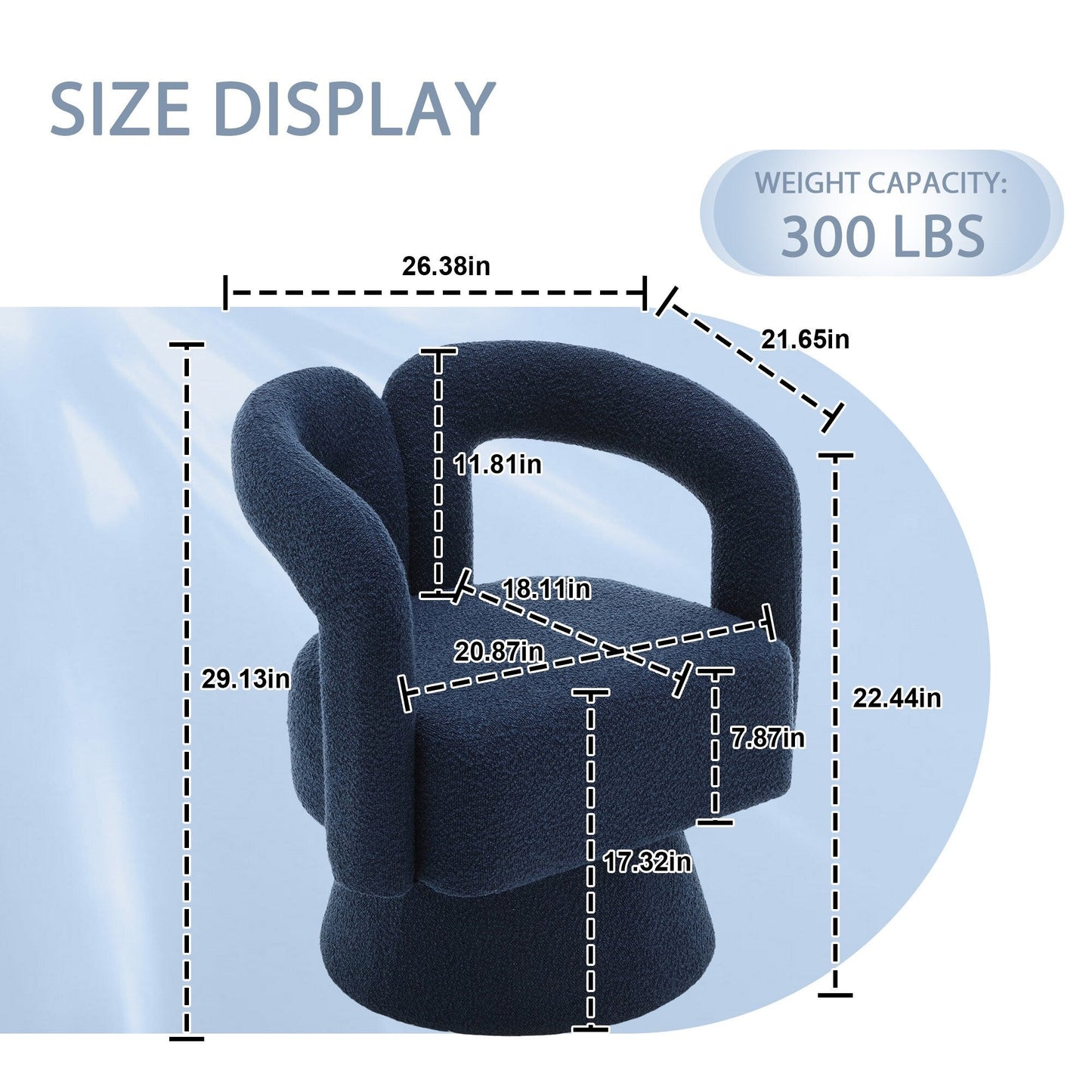 HOMEFUN Fauteuils d'appoint pivotants à 360 degrés, rembourrés en boucle, en forme de fève