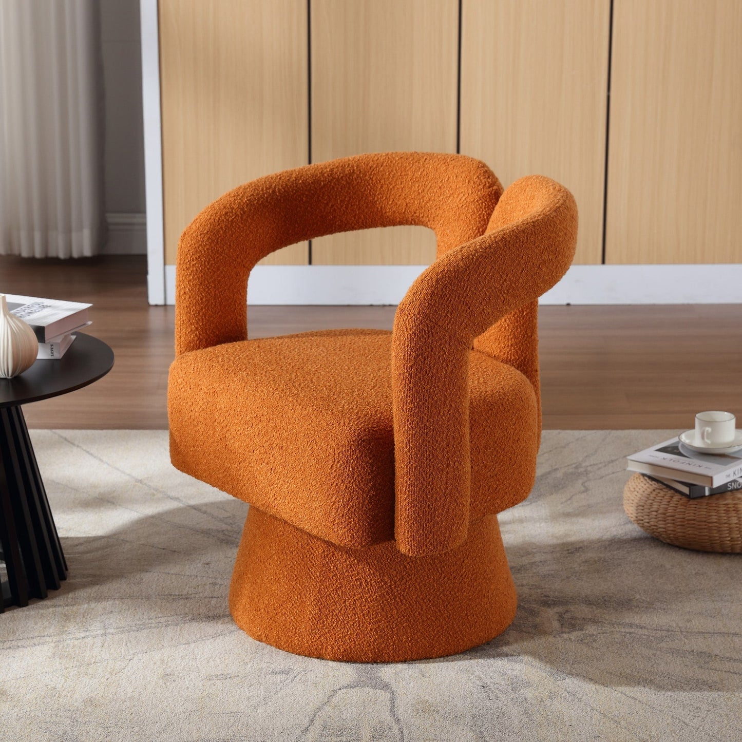 HOMEFUN Fauteuils d'appoint pivotants à 360 degrés, rembourrés en boucle, en forme de fève