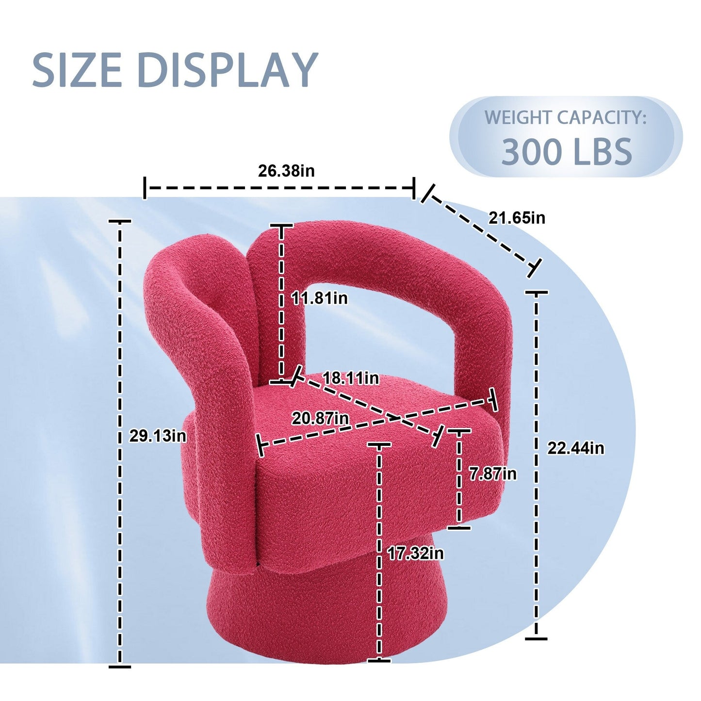 HOMEFUN Fauteuils d'appoint pivotants à 360 degrés, rembourrés en boucle, en forme de fève