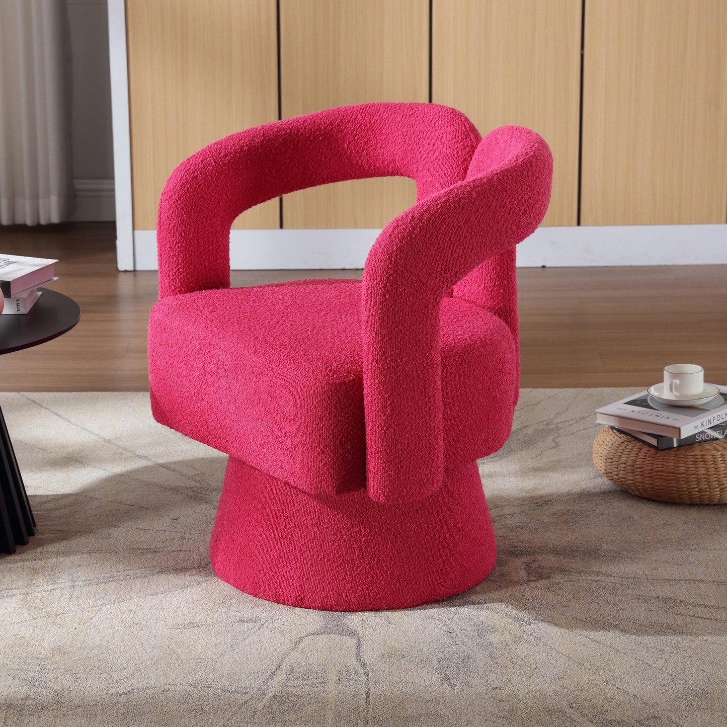 HOMEFUN Fauteuils d'appoint pivotants à 360 degrés, rembourrés en boucle, en forme de fève