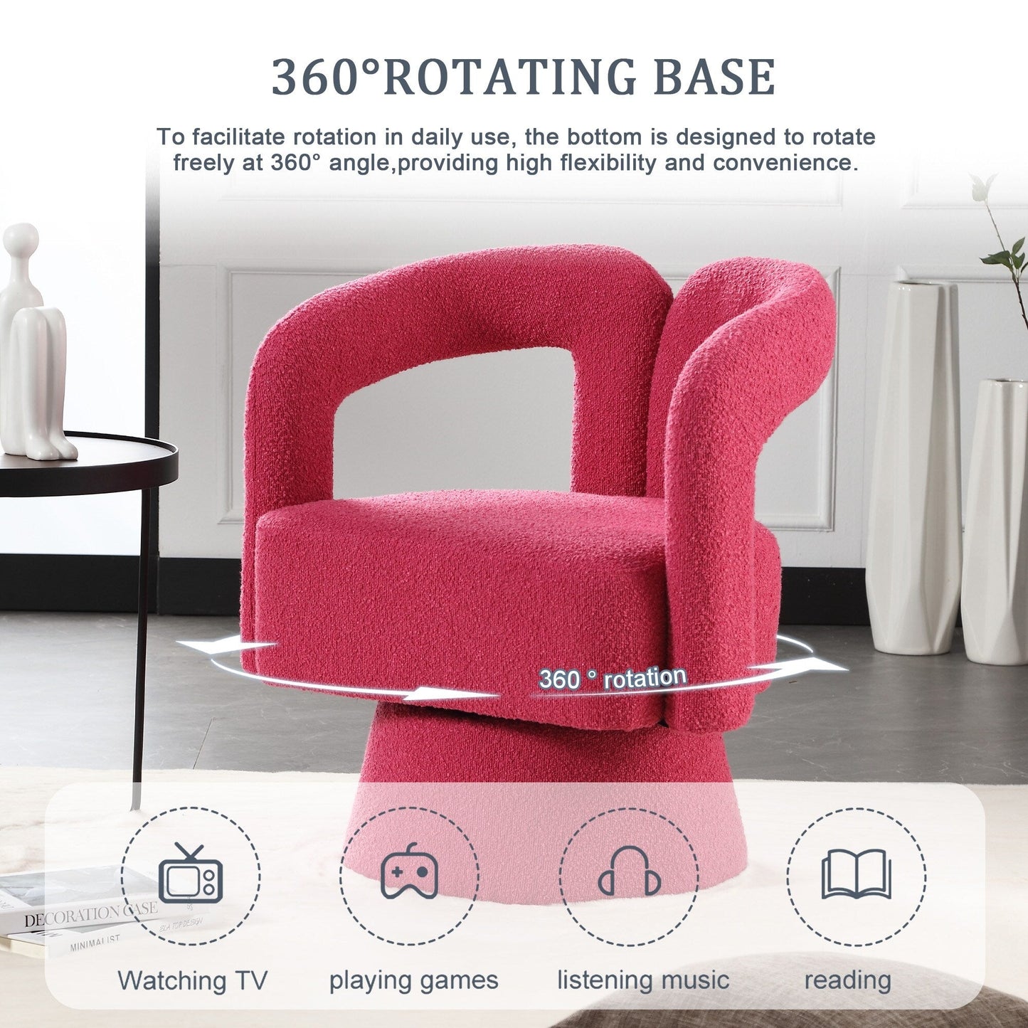 HOMEFUN Fauteuils d'appoint pivotants à 360 degrés, rembourrés en boucle, en forme de fève