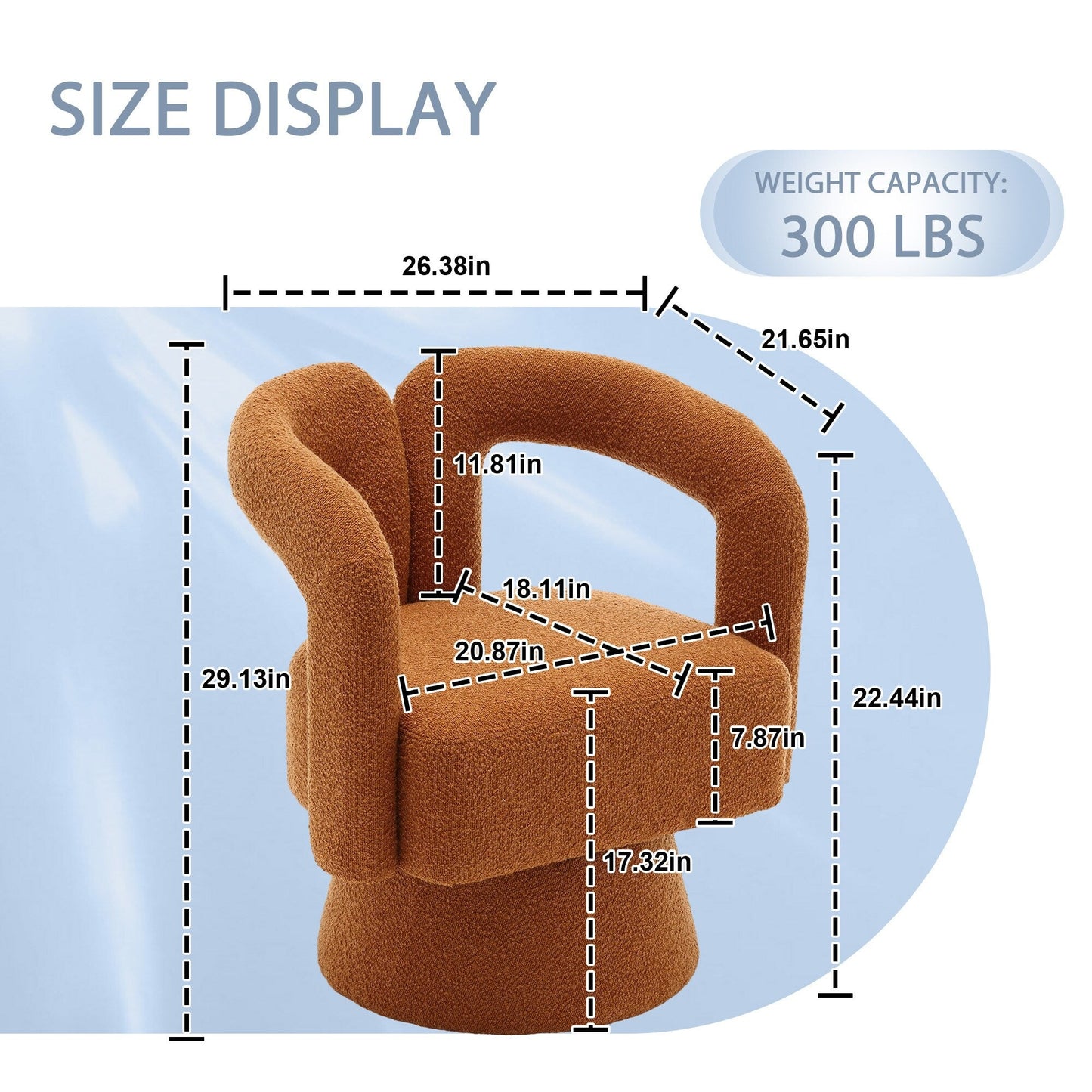 HOMEFUN Fauteuils d'appoint pivotants à 360 degrés, rembourrés en boucle, en forme de fève