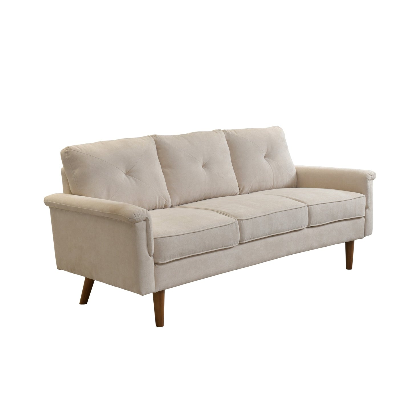 Canapé 3 places HOOOWOOO Mid-Century, recouvert de tissu, avec pieds en bois pour salon