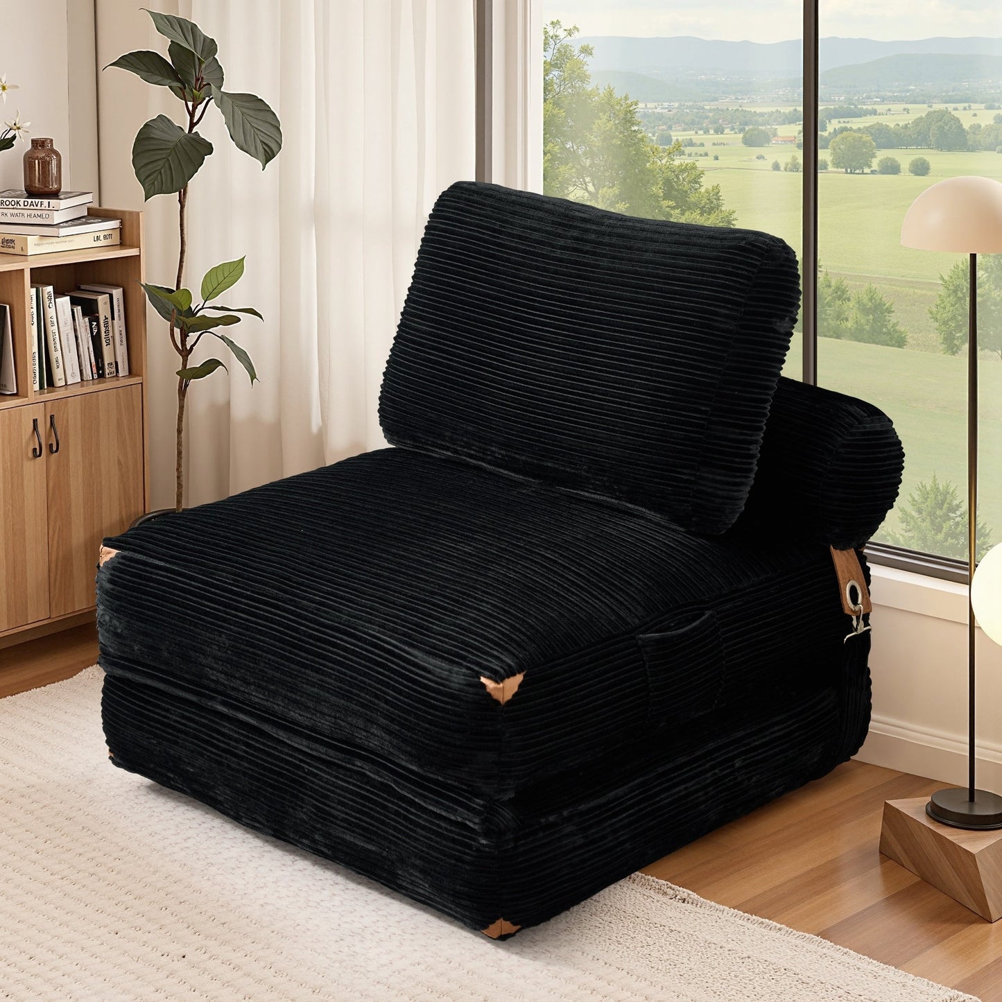 Canapé-lit pliable en tissu corduroy moderne HOOOWOOO