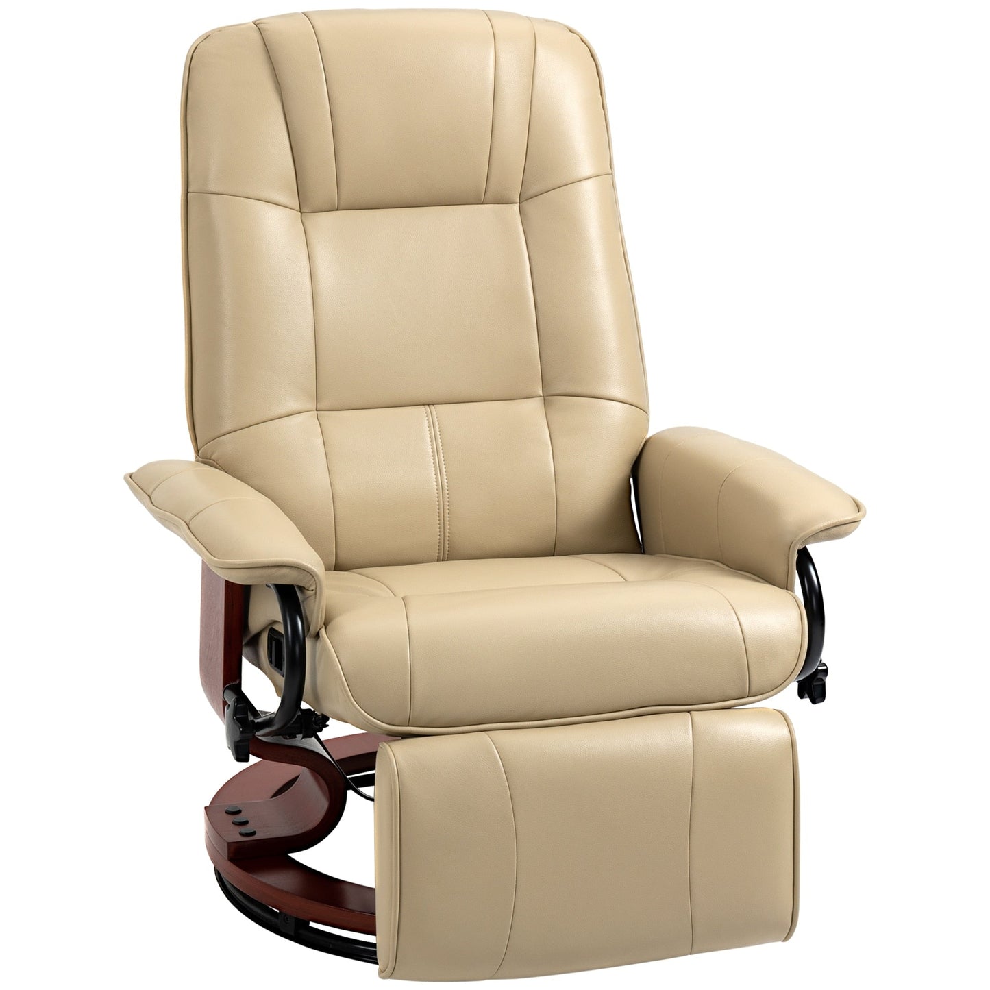 Fauteuil inclinable pivotant à base manuelle réglable en simili cuir avec repose-pieds confortable et relaxant de la marque HomCom