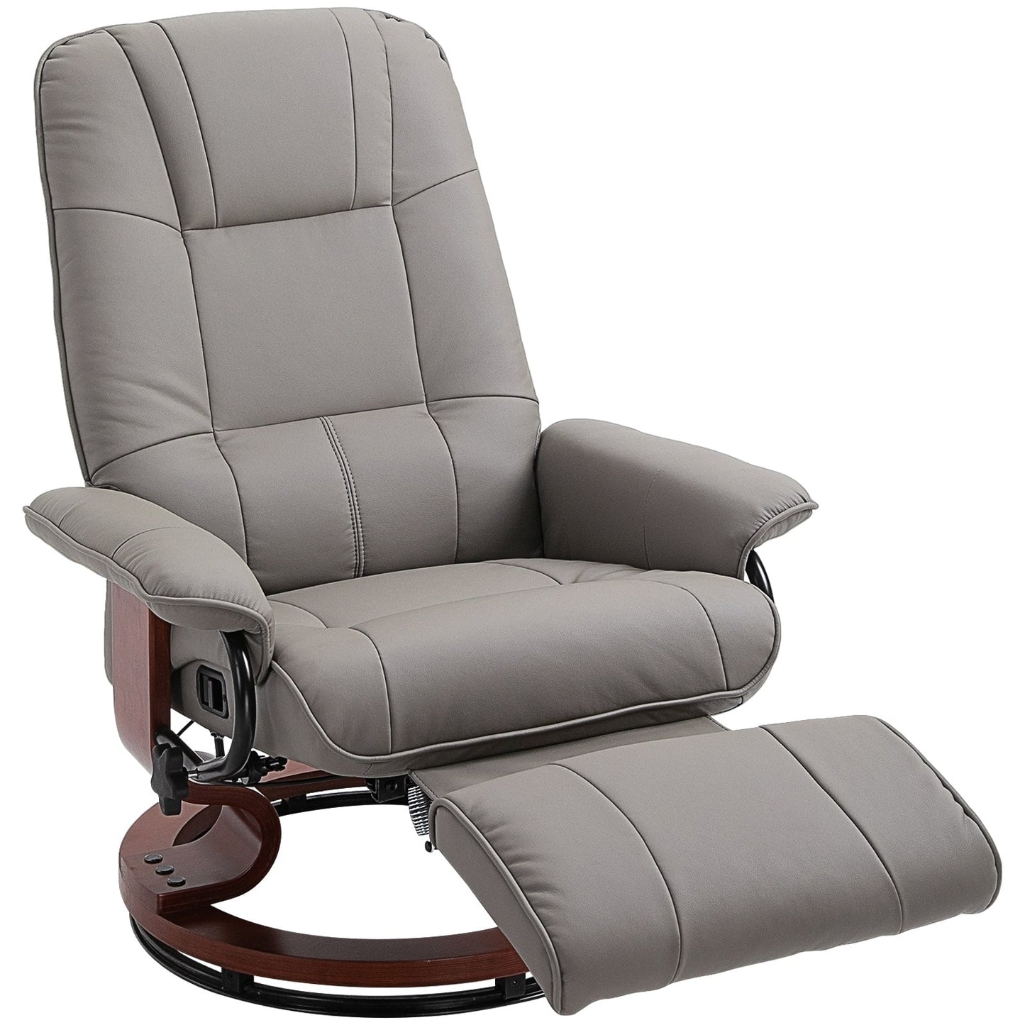 Fauteuil inclinable pivotant à base manuelle réglable en simili cuir avec repose-pieds confortable et relaxant de la marque HomCom