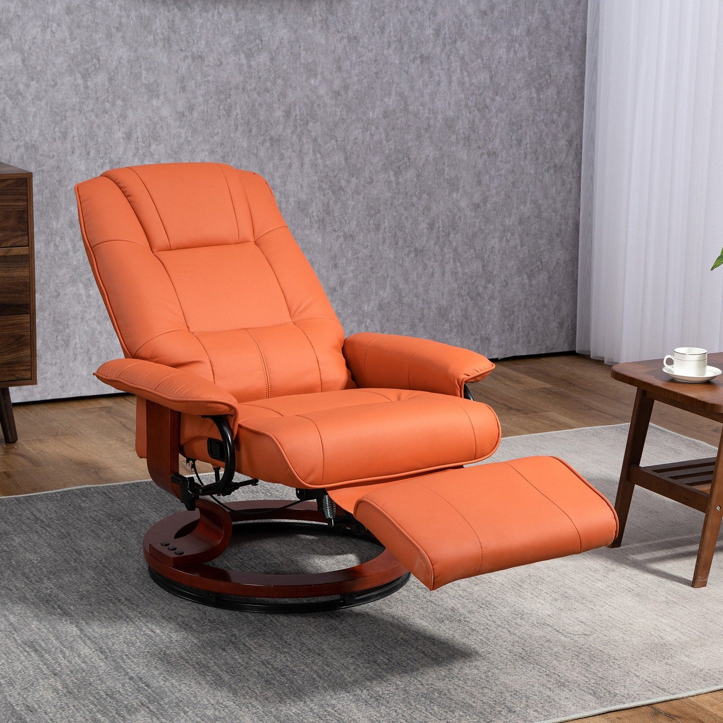 Fauteuil inclinable pivotant à base manuelle réglable en simili cuir avec repose-pieds confortable et relaxant de la marque HomCom